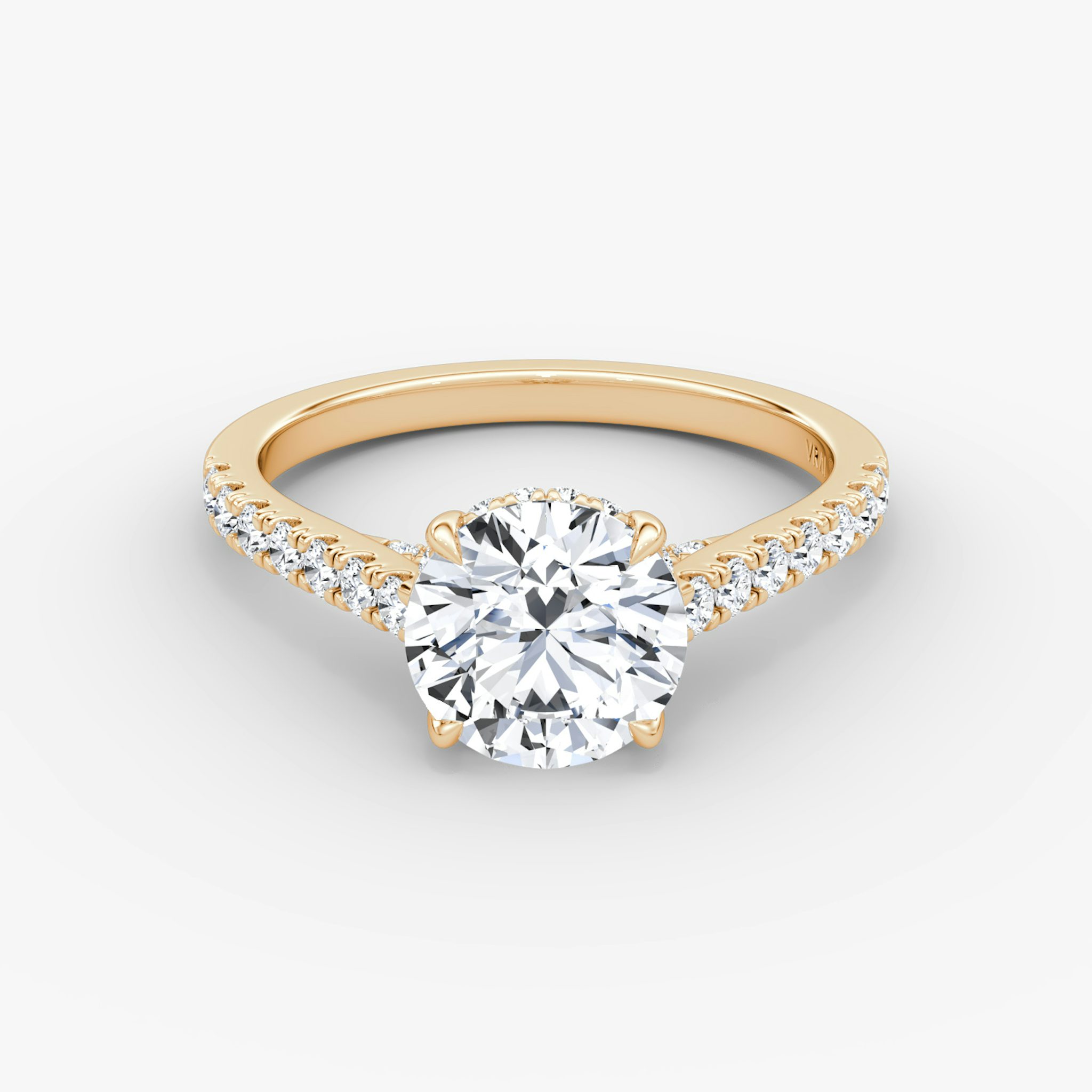 The Pavé Bridge | Round Brilliant | 14k | Rose Gold | bandAccent: Pavé | caratWeight: 1.0ct | diamondOrientation: vertical