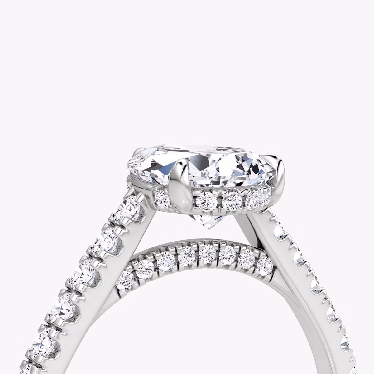 The Pavé Bridge | Pear | Platinum | bandAccent: Pavé | diamond: Pear | diamondOrientation: vertical | caratWeight: other