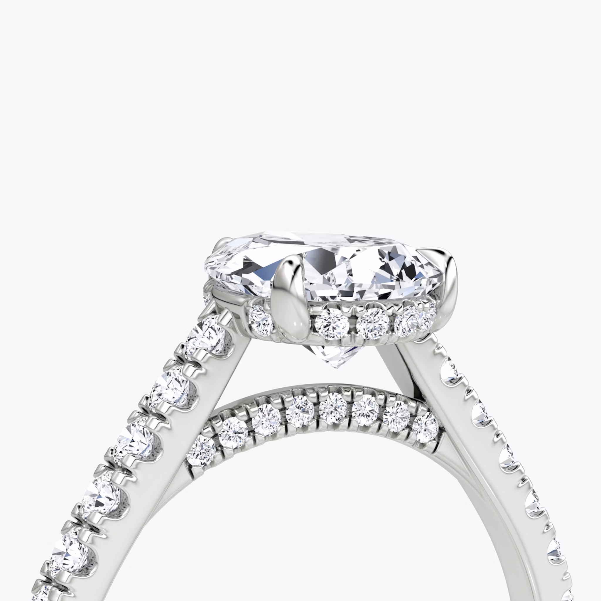 The Pavé Bridge | Pear | 18k | White Gold | bandAccent: Pavé | diamond: Pear | diamondOrientation: vertical | caratWeight: other