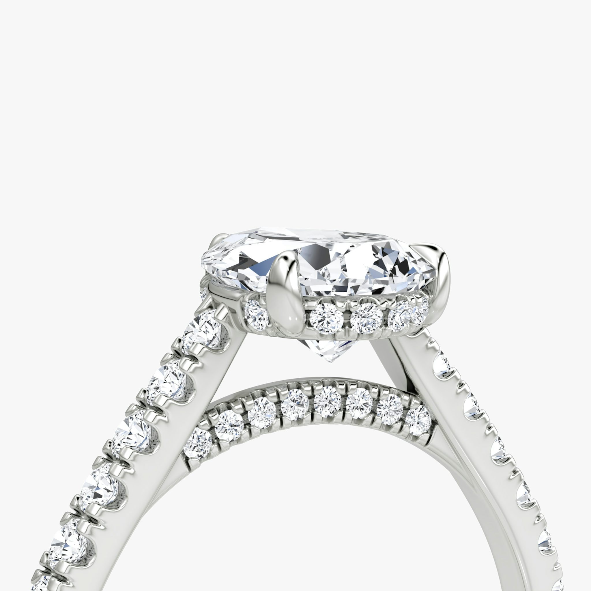 The Pavé Bridge | Pear | 18k | White Gold | bandAccent: Pavé | diamond: Pear | diamondOrientation: vertical | caratWeight: other