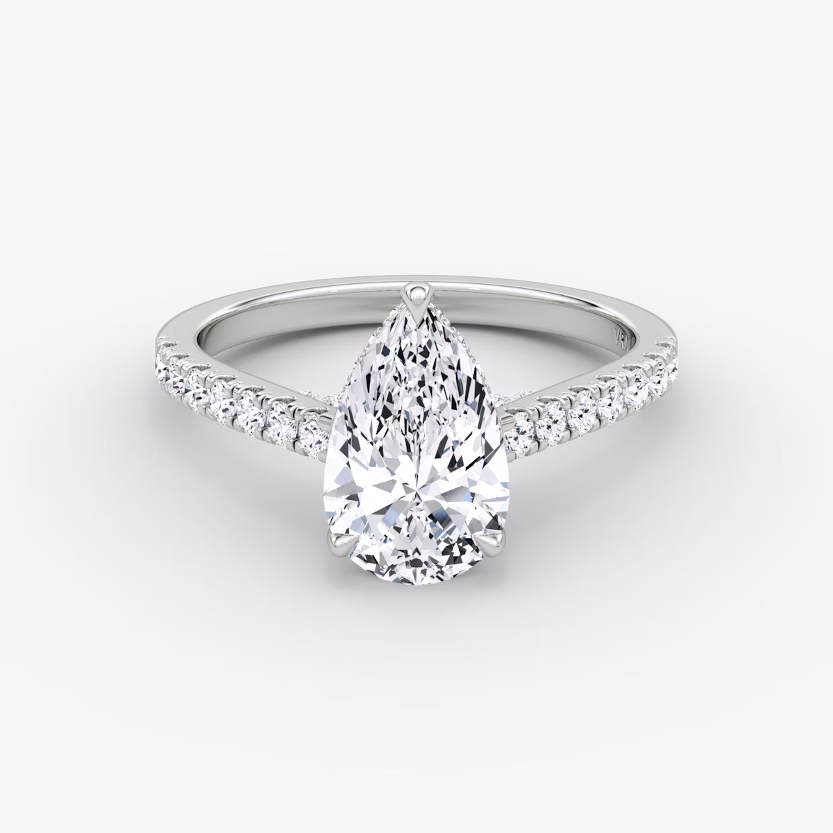 The Pavé Bridge | Pear | Platinum | bandAccent: Pavé | diamond: Pear | diamondOrientation: vertical | caratWeight: other