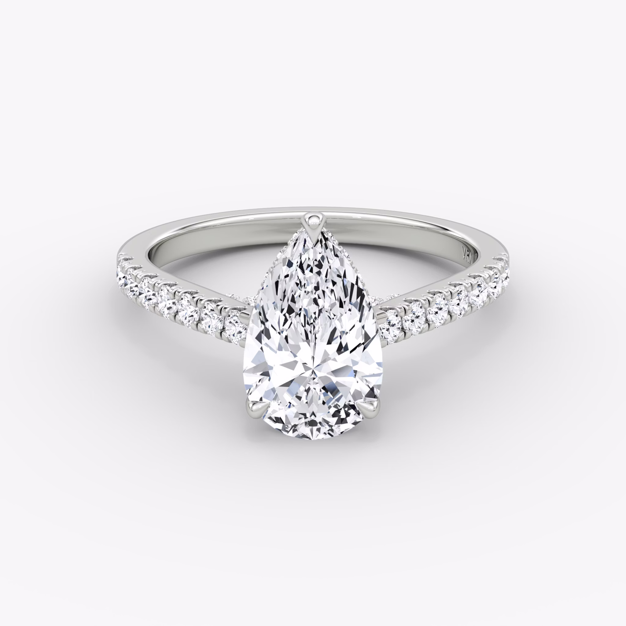 The Pavé Bridge | Pear | 18k | White Gold | bandAccent: Pavé | diamond: Pear | diamondOrientation: vertical | caratWeight: other