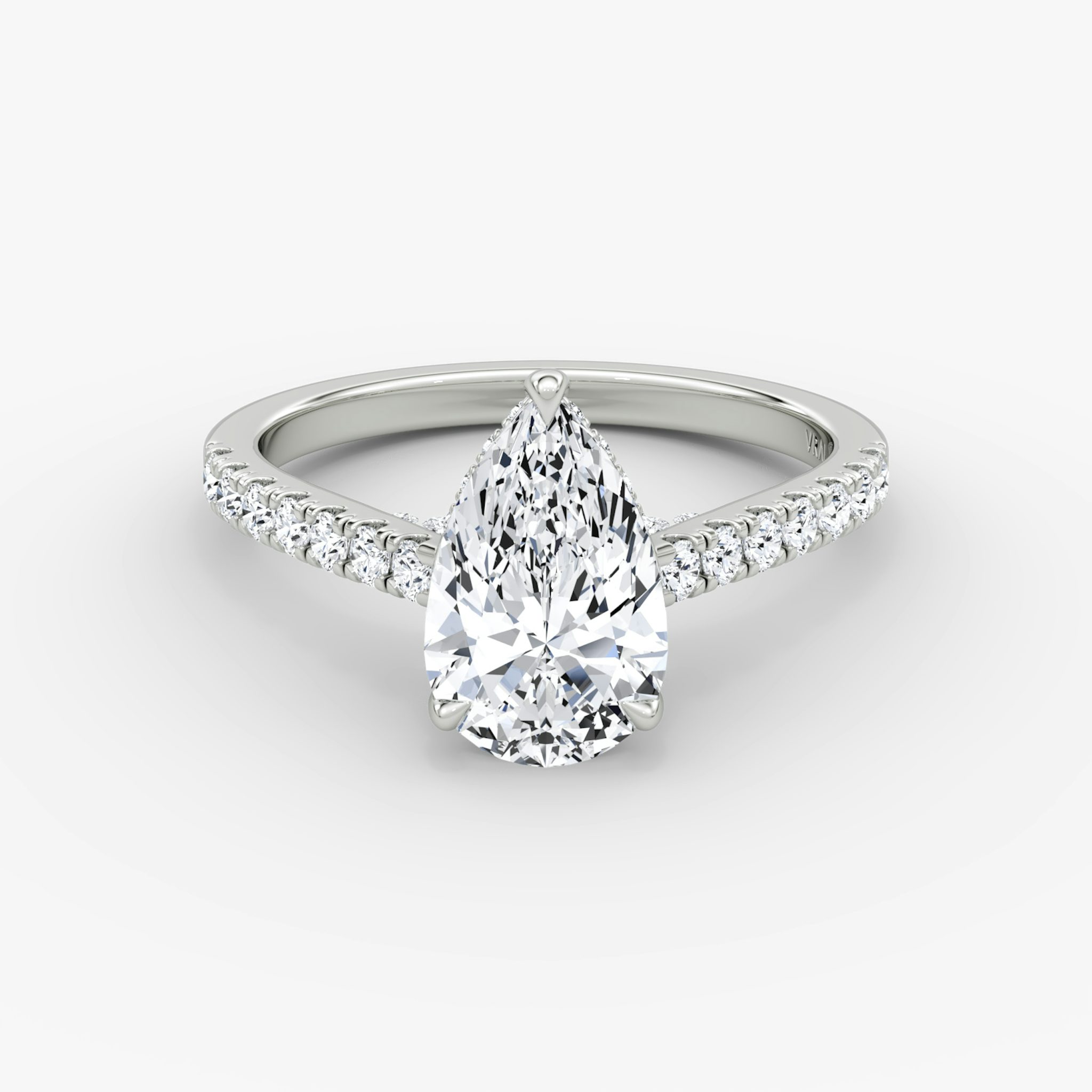 The Pavé Bridge | Pear | 18k | White Gold | bandAccent: Pavé | diamond: Pear | diamondOrientation: vertical | caratWeight: other
