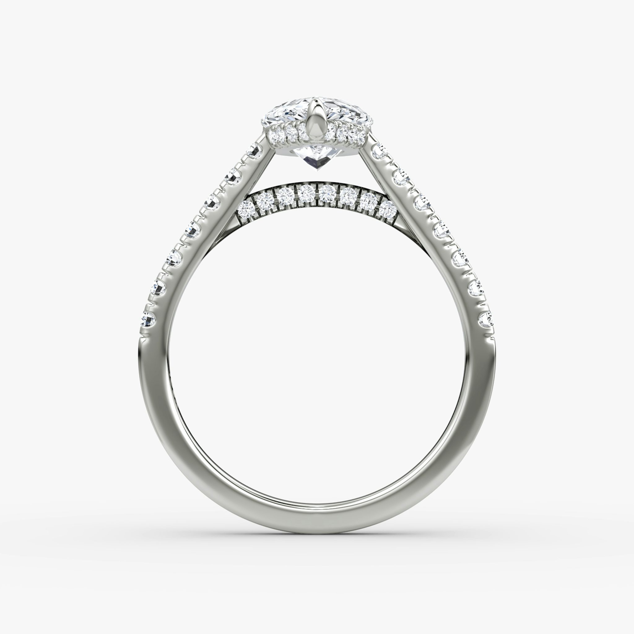 The Pavé Bridge | Pear | 18k | White Gold | bandAccent: Pavé | diamond: Pear | diamondOrientation: vertical | caratWeight: other