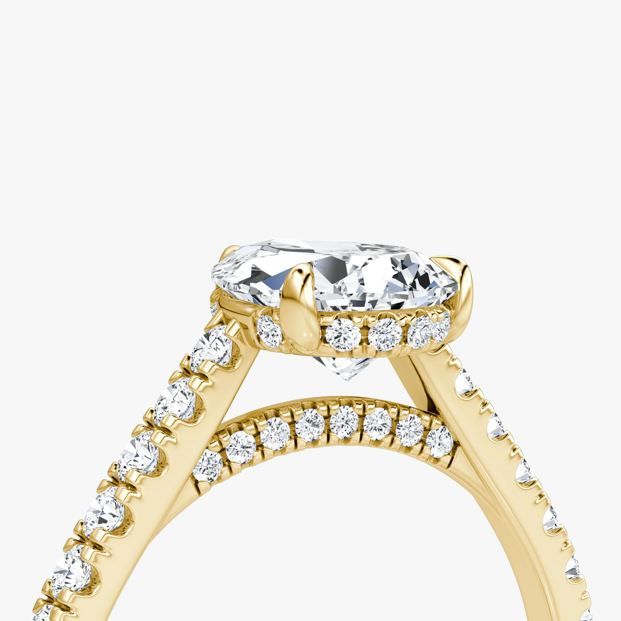 The Pavé Bridge | Pear | 18k | Yellow Gold | bandAccent: Pavé | diamond: Pear | diamondOrientation: vertical | caratWeight: other