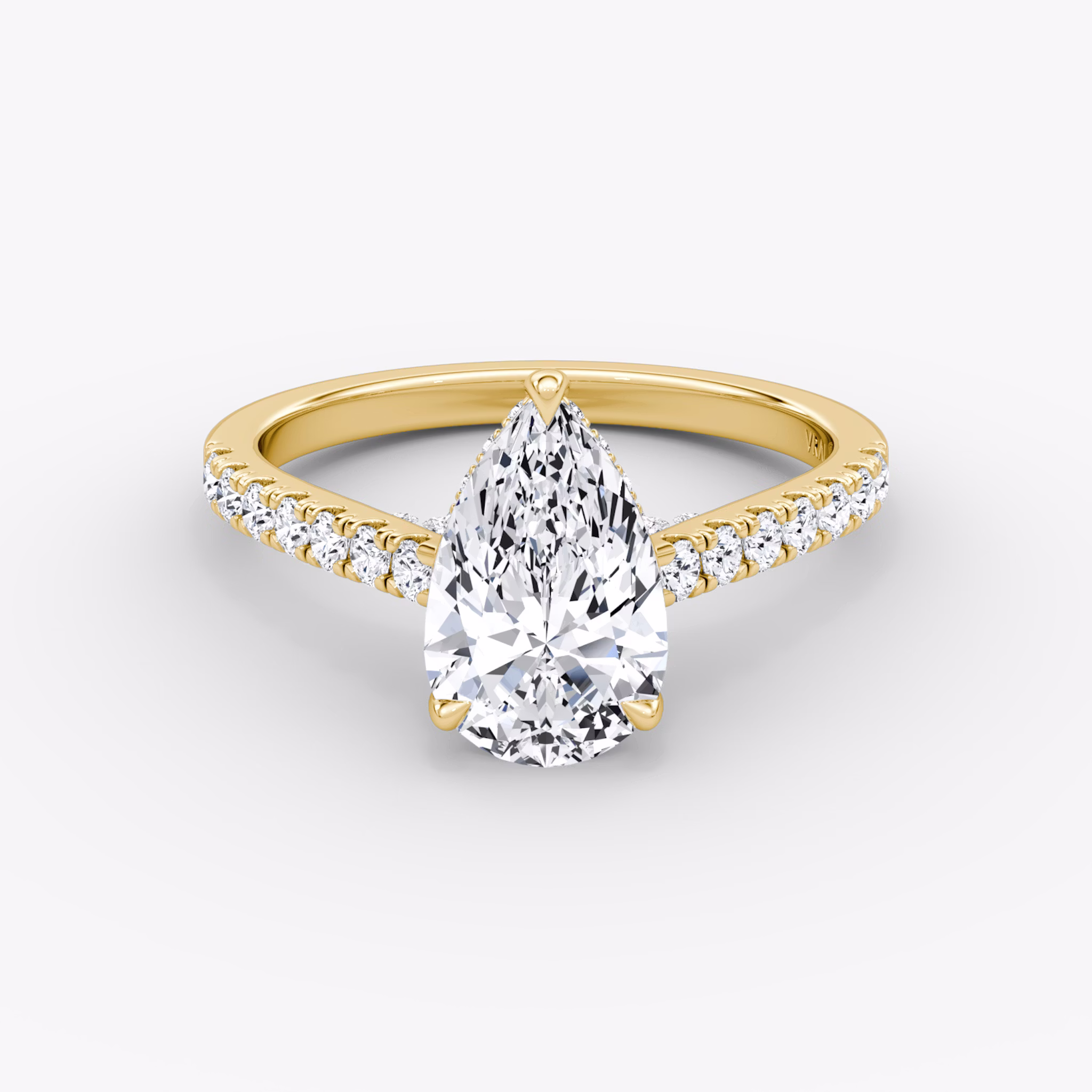 The Pavé Bridge | Pear | 18k | Yellow Gold | bandAccent: Pavé | diamond: Pear | diamondOrientation: vertical | caratWeight: other