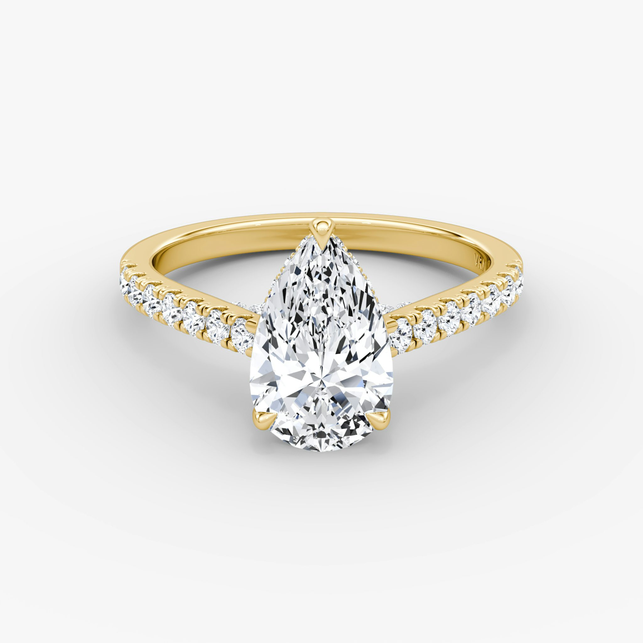 The Pavé Bridge | Pear | 18k | Yellow Gold | bandAccent: Pavé | diamond: Pear | diamondOrientation: vertical | caratWeight: other