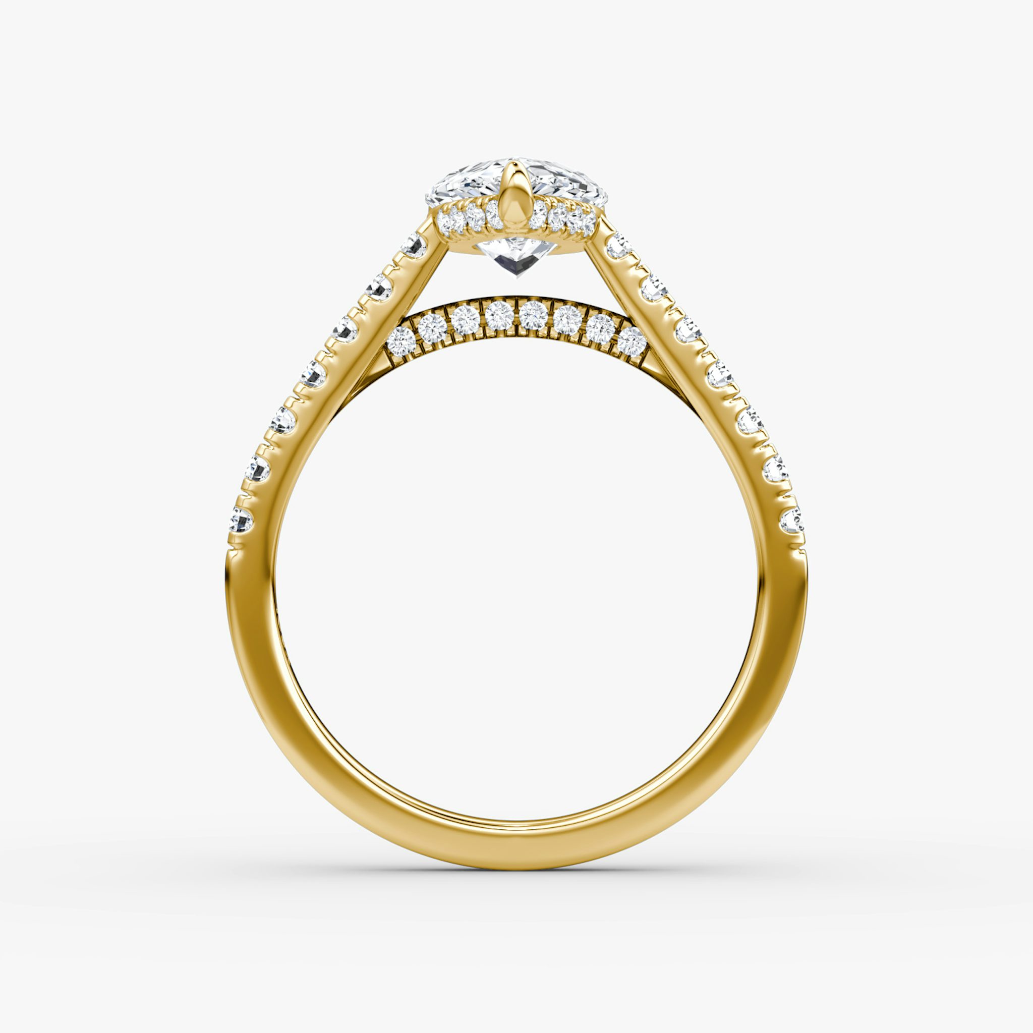 The Pavé Bridge | Pear | 18k | Yellow Gold | bandAccent: Pavé | diamond: Pear | diamondOrientation: vertical | caratWeight: other