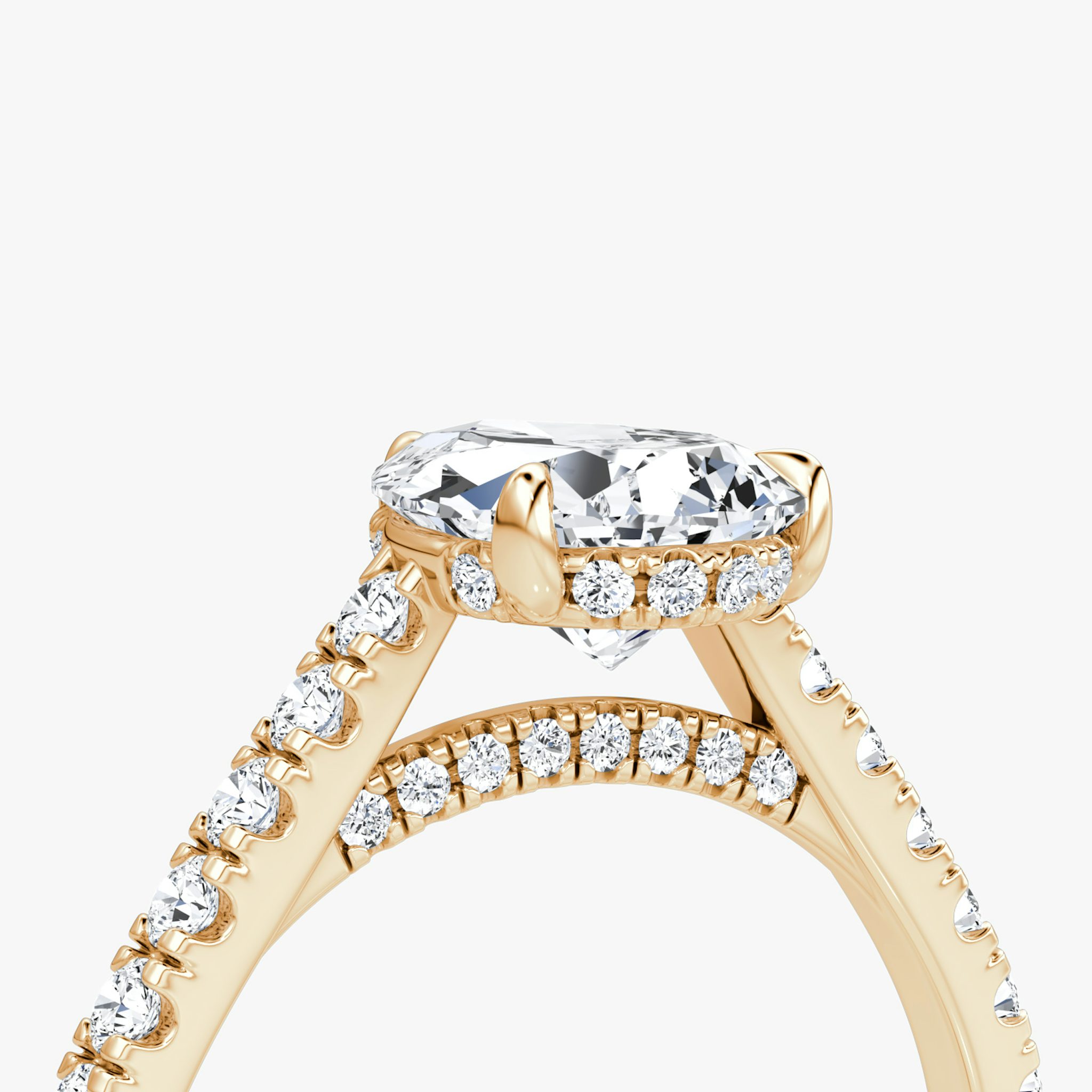 The Pavé Bridge | Pear | 14k | Rose Gold | bandAccent: Pavé | diamond: Pear | diamondOrientation: vertical | caratWeight: other