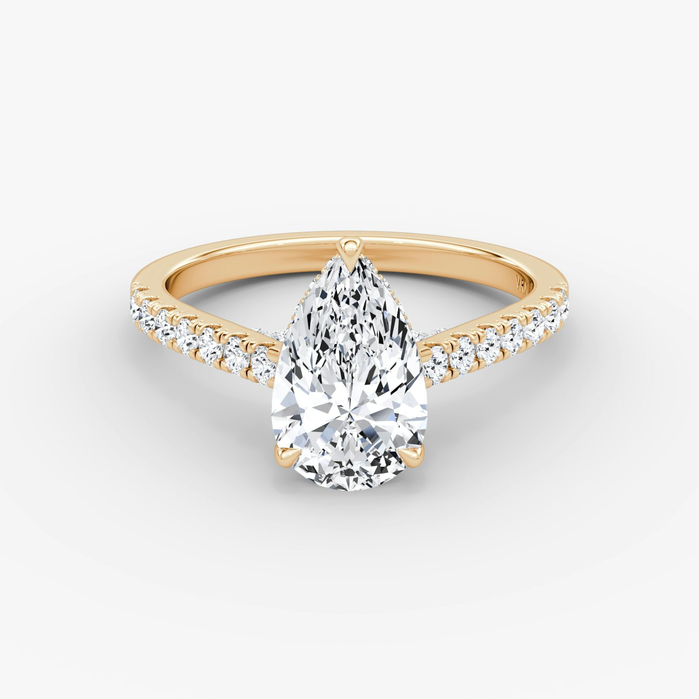 The Pavé Bridge | Pear | 14k | Rose Gold | bandAccent: Pavé | diamond: Pear | diamondOrientation: vertical | caratWeight: other