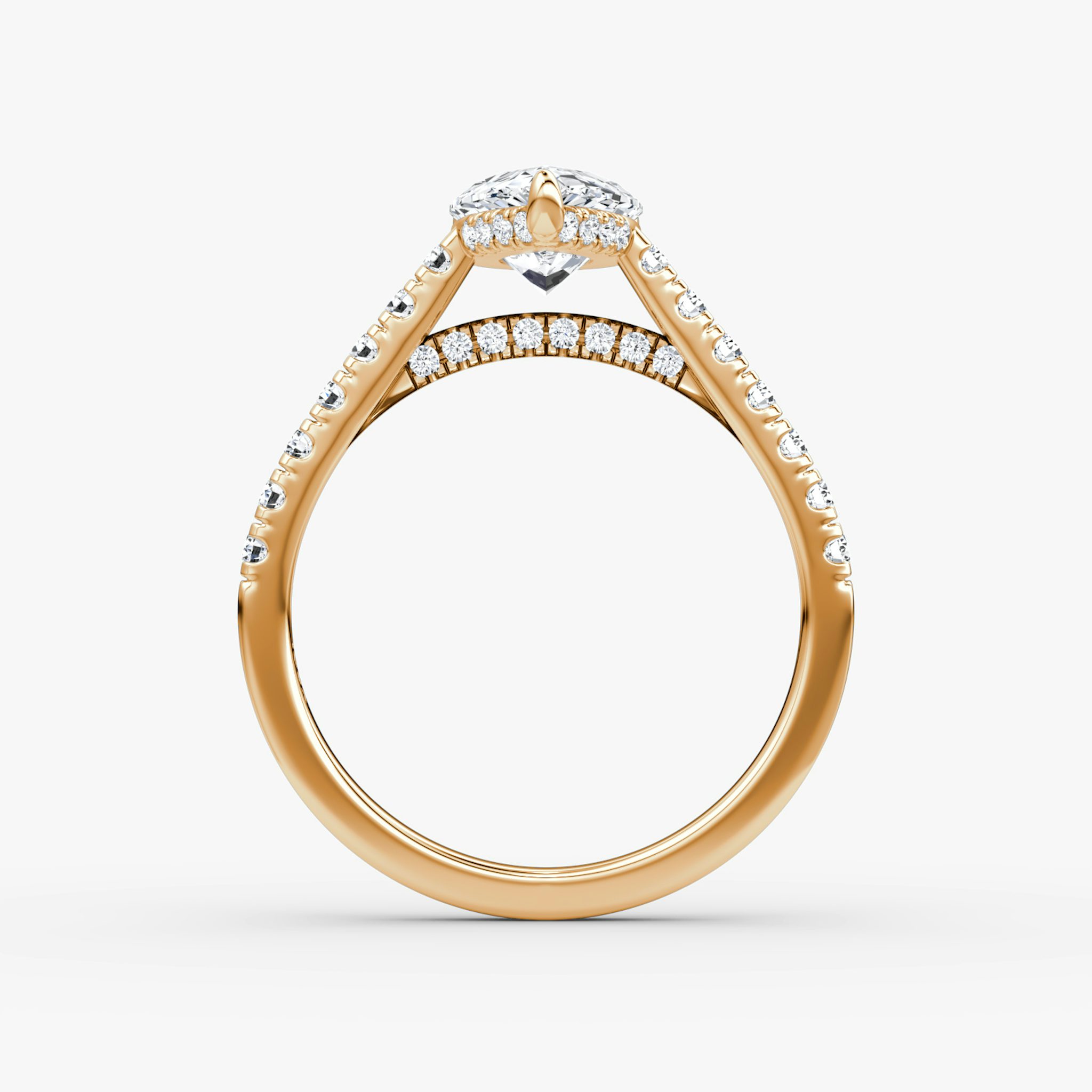 The Pavé Bridge | Pear | 14k | Rose Gold | bandAccent: Pavé | diamond: Pear | diamondOrientation: vertical | caratWeight: other
