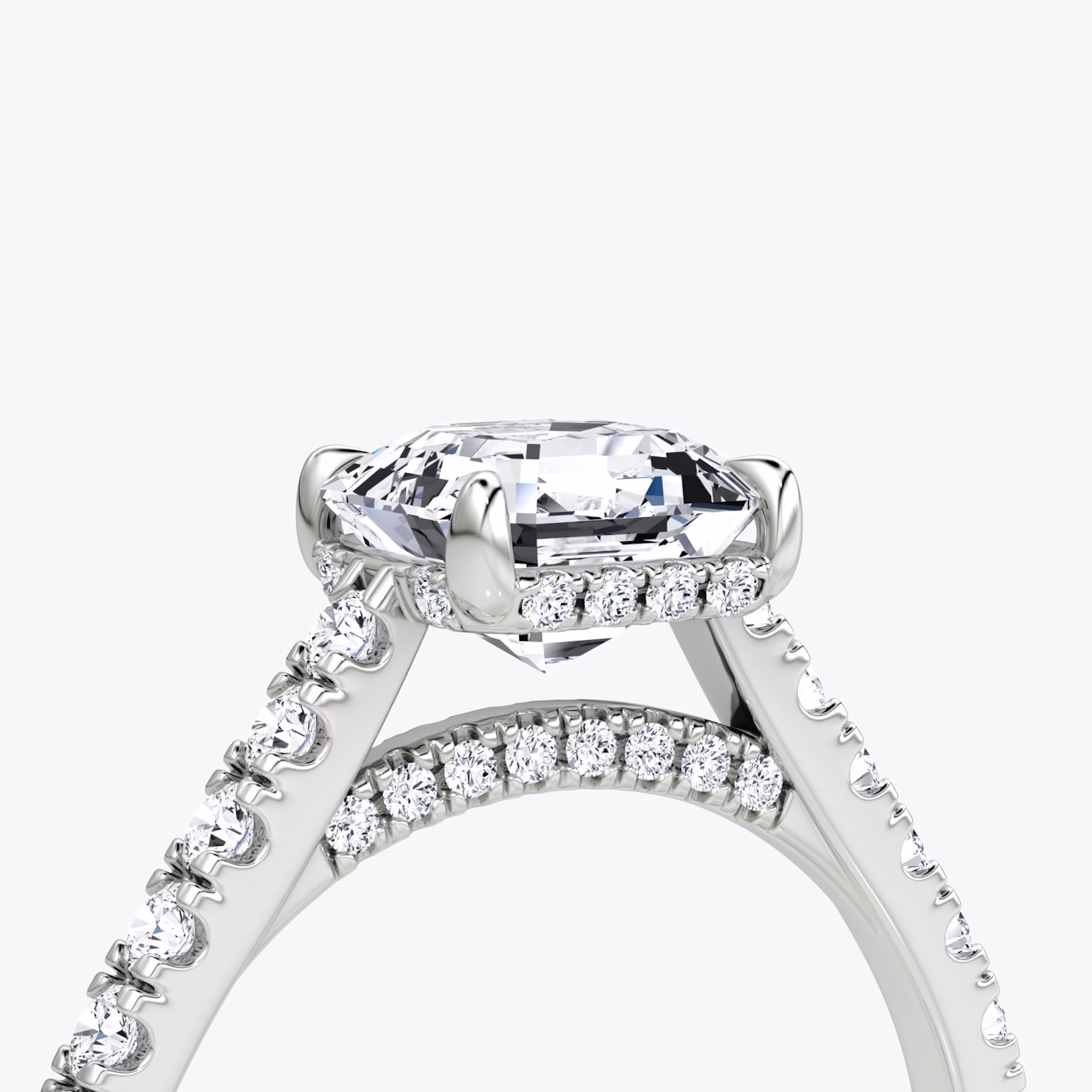 The Pavé Bridge | Asscher | 18k | White Gold | bandAccent: Pavé | diamondOrientation: vertical | caratWeight: other