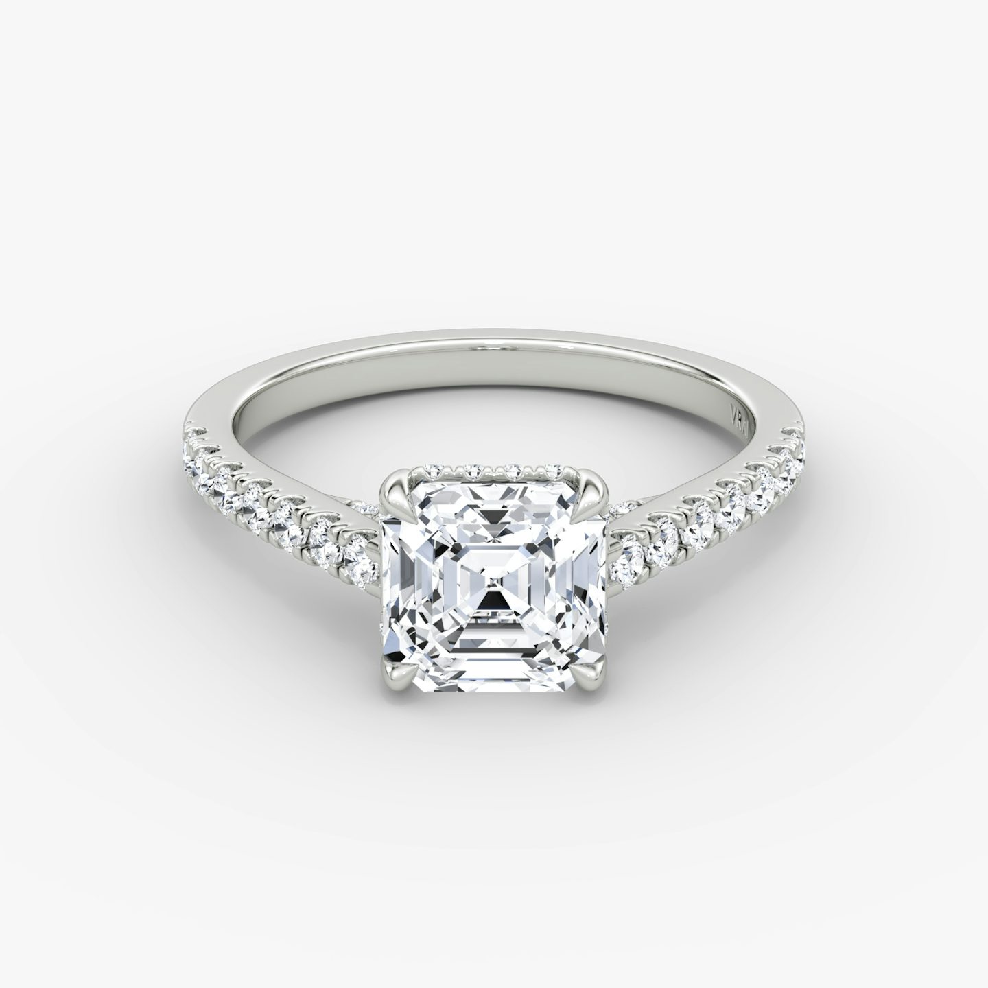The Pavé Bridge | Asscher | Platinum | bandAccent: Pavé | diamondOrientation: vertical | caratWeight: other