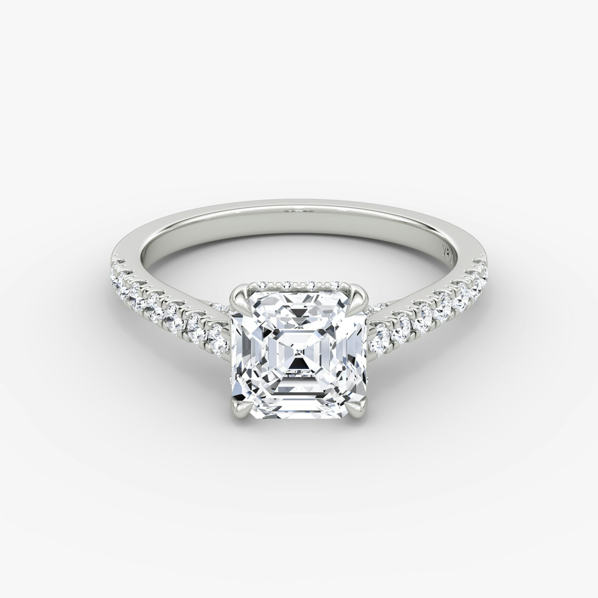 The Pavé Bridge | Asscher | 18k | White Gold | bandAccent: Pavé | diamondOrientation: vertical | caratWeight: other