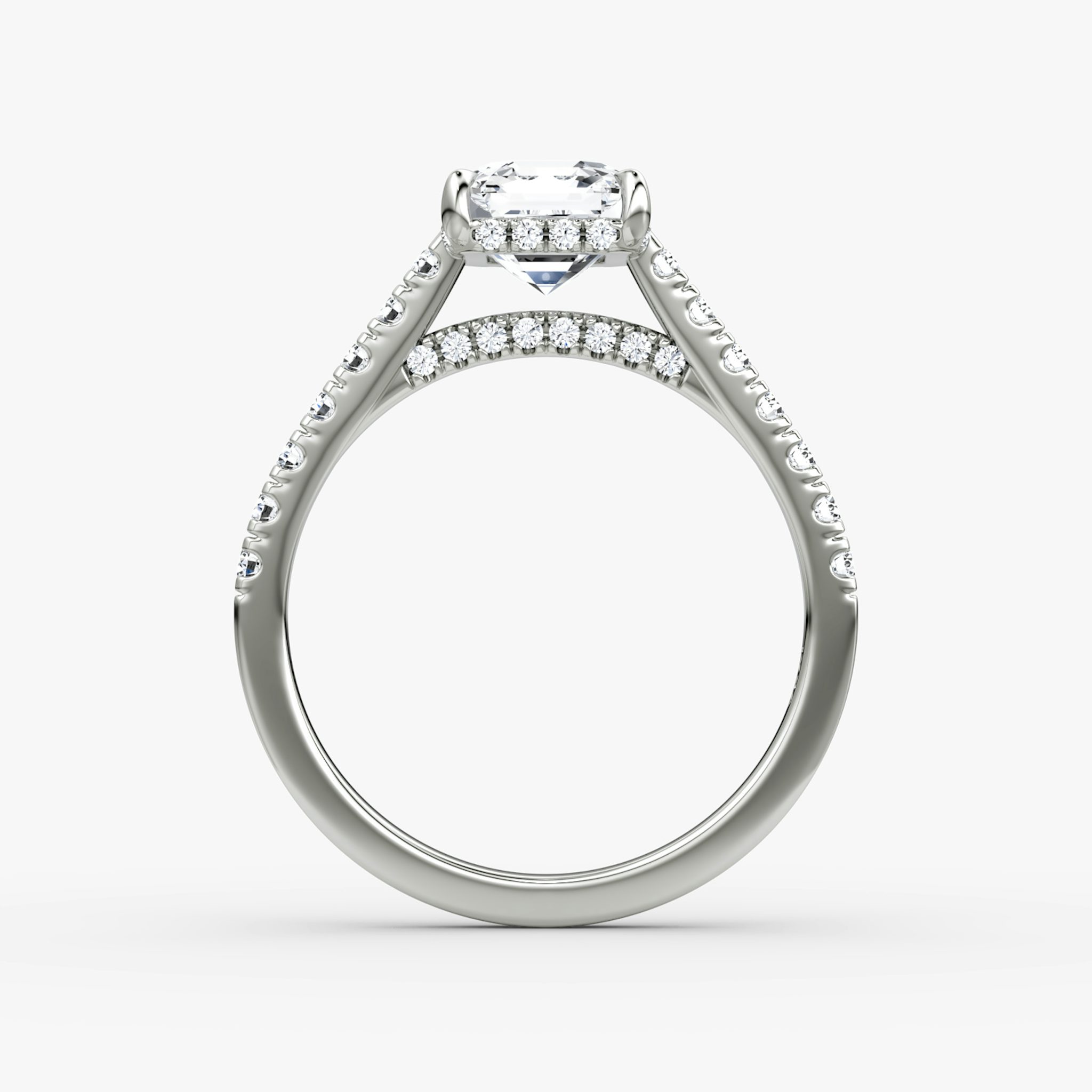 The Pavé Bridge | Asscher | 18k | White Gold | bandAccent: Pavé | diamondOrientation: vertical | caratWeight: other
