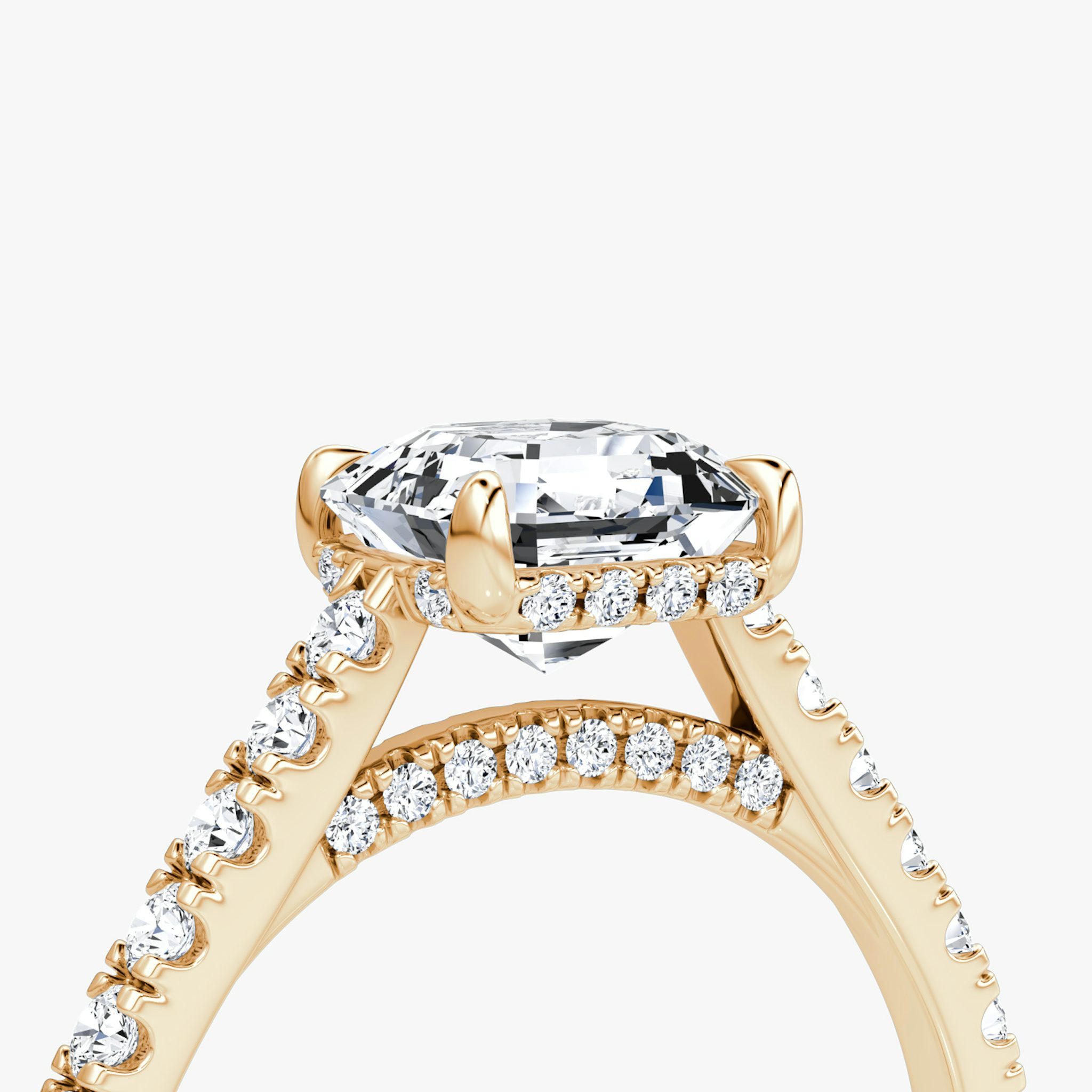 The Pavé Bridge | Asscher | 14k | Rose Gold | bandAccent: Pavé | diamondOrientation: vertical | caratWeight: other