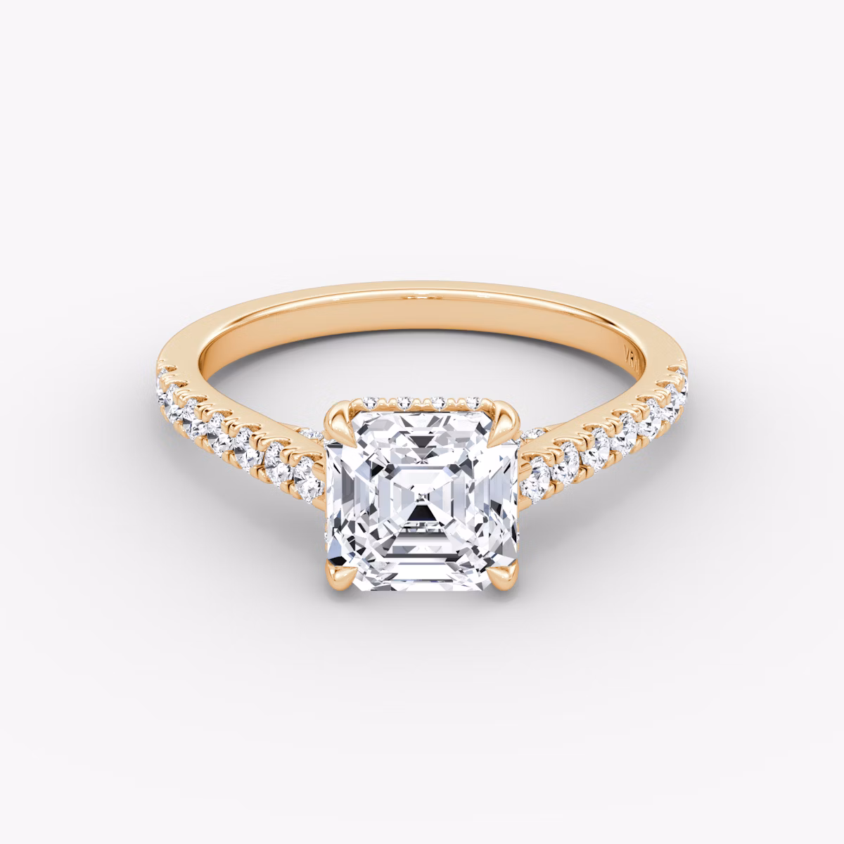 The Pavé Bridge | Asscher | 14k | Rose Gold | bandAccent: Pavé | diamondOrientation: vertical | caratWeight: other