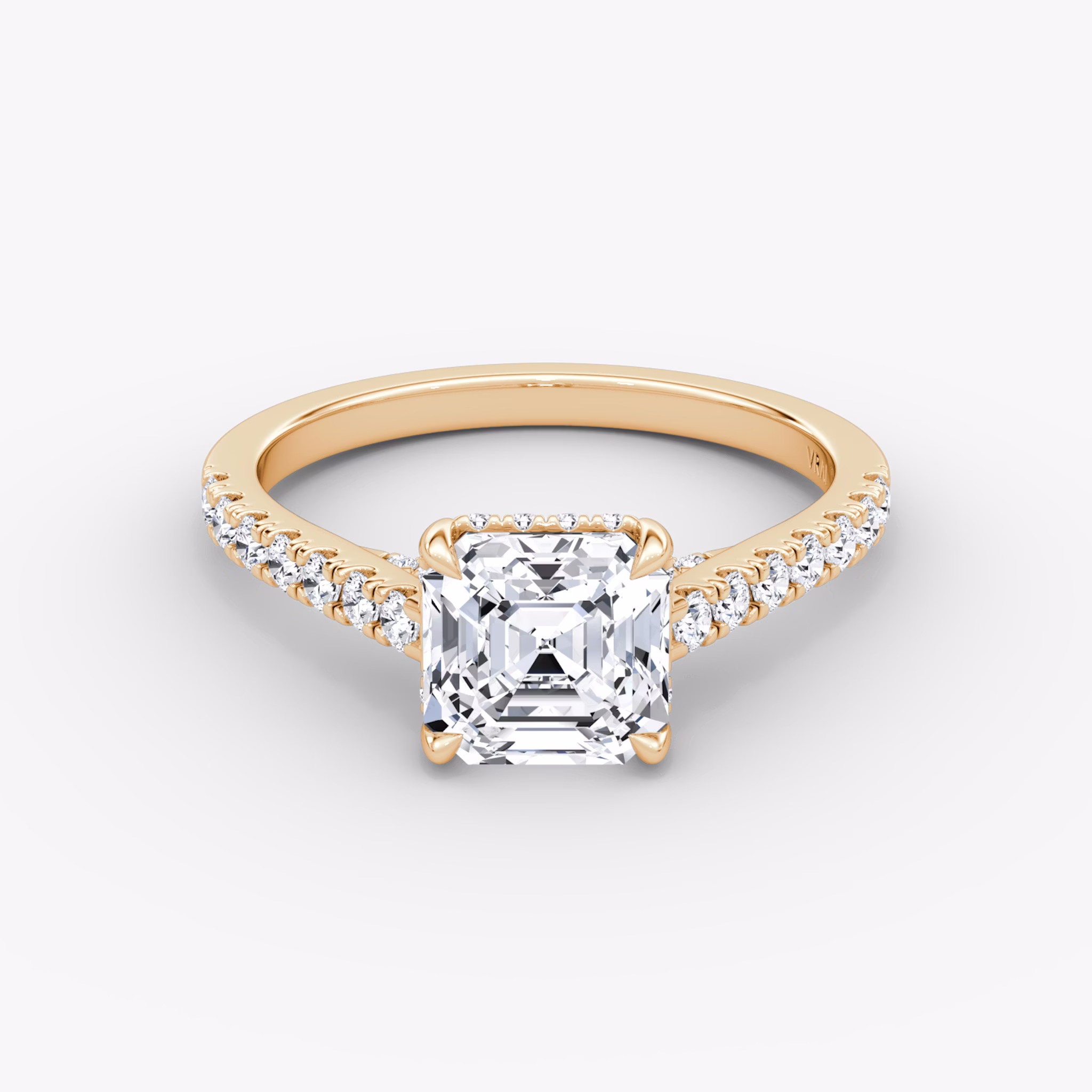 The Pavé Bridge | Asscher | 14k | Rose Gold | bandAccent: Pavé | diamondOrientation: vertical | caratWeight: other