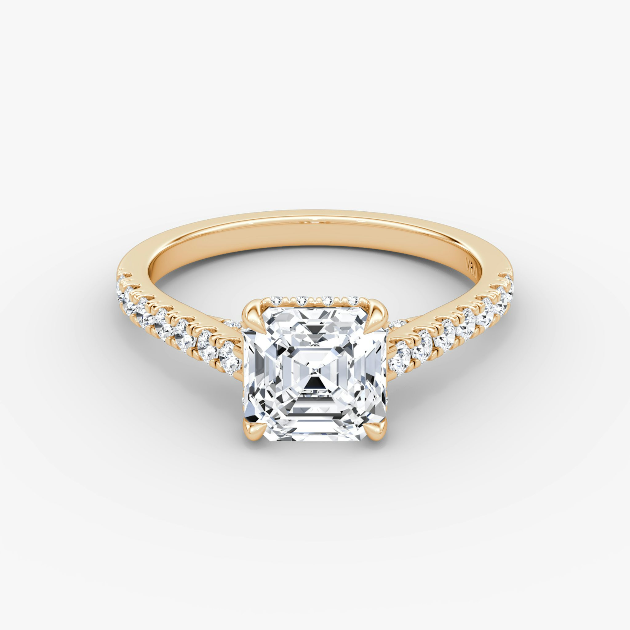 The Pavé Bridge | Asscher | 14k | Rose Gold | bandAccent: Pavé | diamondOrientation: vertical | caratWeight: other