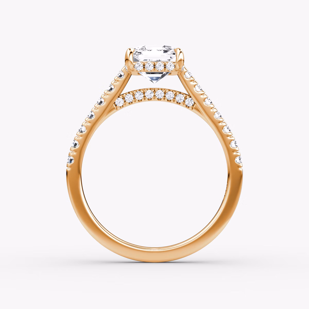 The Pavé Bridge | Asscher | 14k | Rose Gold | bandAccent: Pavé | diamondOrientation: vertical | caratWeight: other