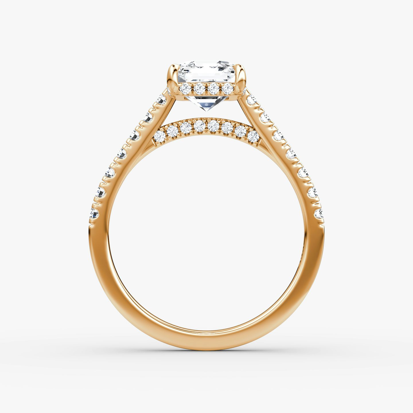 The Pavé Bridge | Asscher | 14k | Rose Gold | bandAccent: Pavé | diamondOrientation: vertical | caratWeight: other