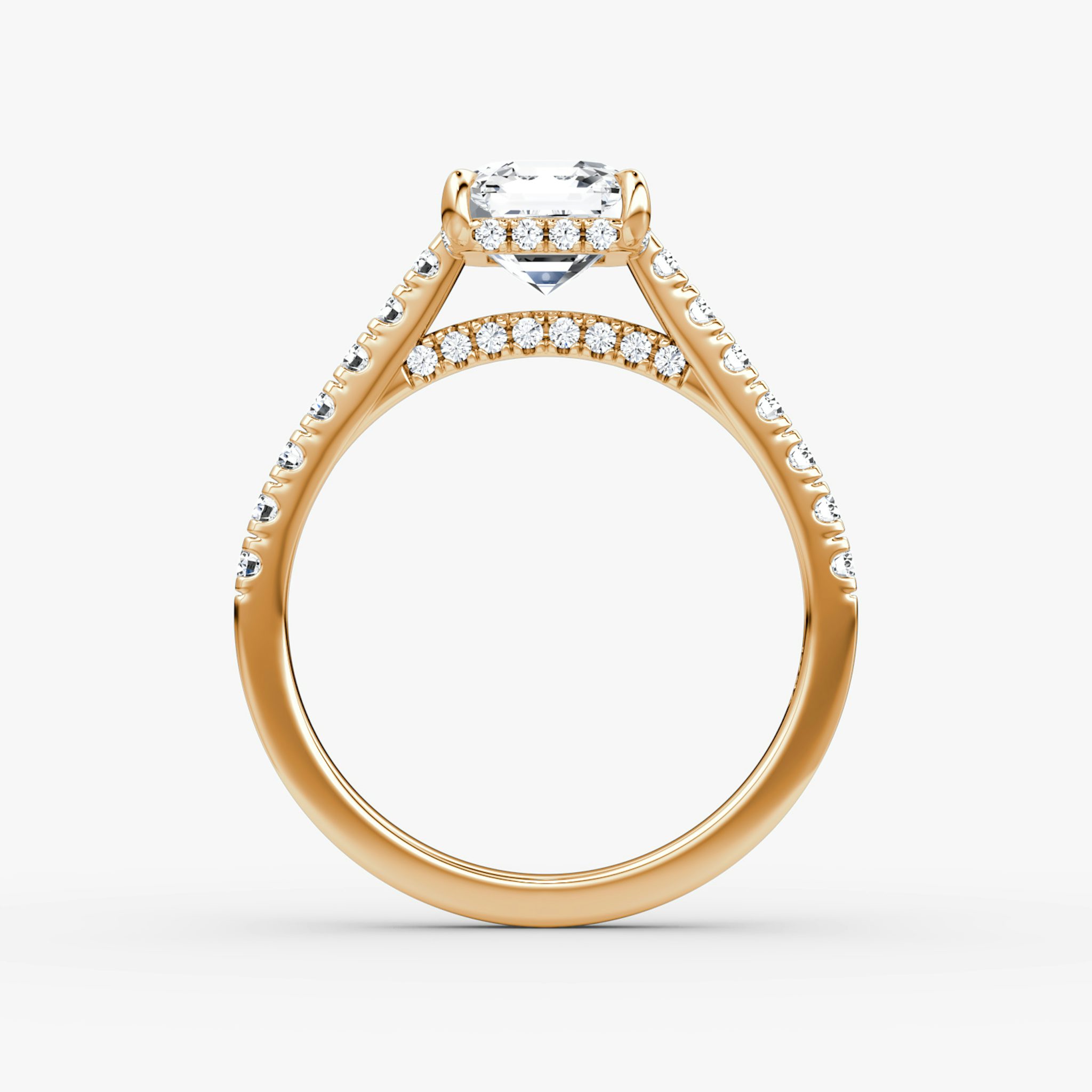 The Pavé Bridge | Asscher | 14k | Rose Gold | bandAccent: Pavé | diamondOrientation: vertical | caratWeight: other