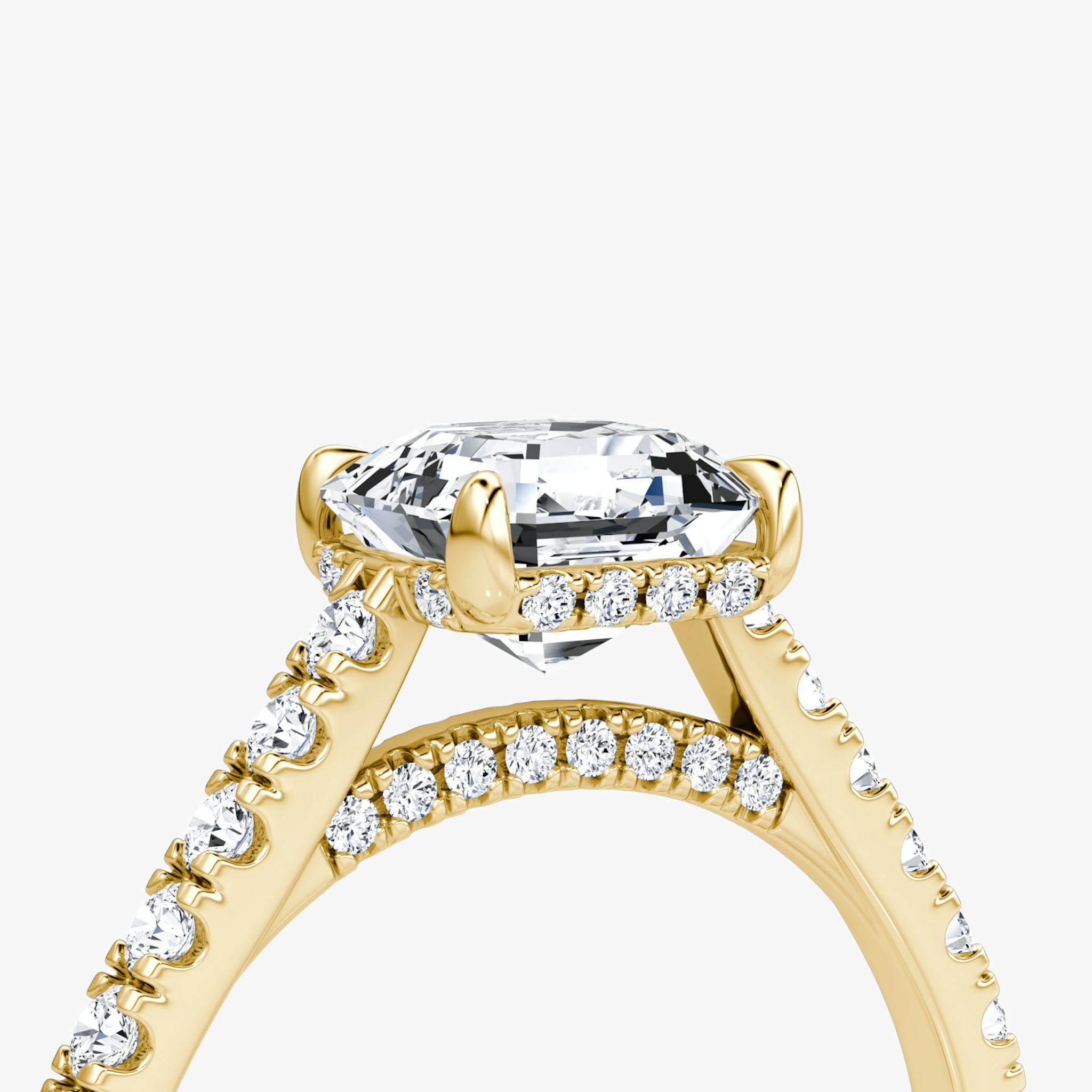 The Pavé Bridge | Asscher | 18k | Yellow Gold | bandAccent: Pavé | diamondOrientation: vertical | caratWeight: other