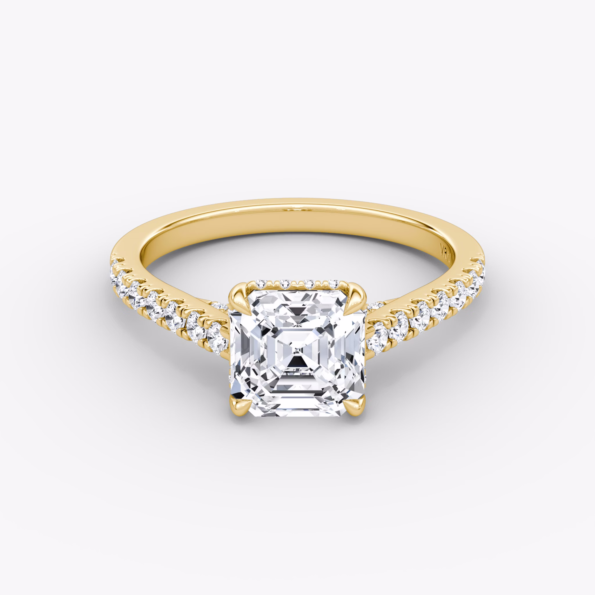 The Pavé Bridge | Asscher | 18k | Yellow Gold | bandAccent: Pavé | diamondOrientation: vertical | caratWeight: other