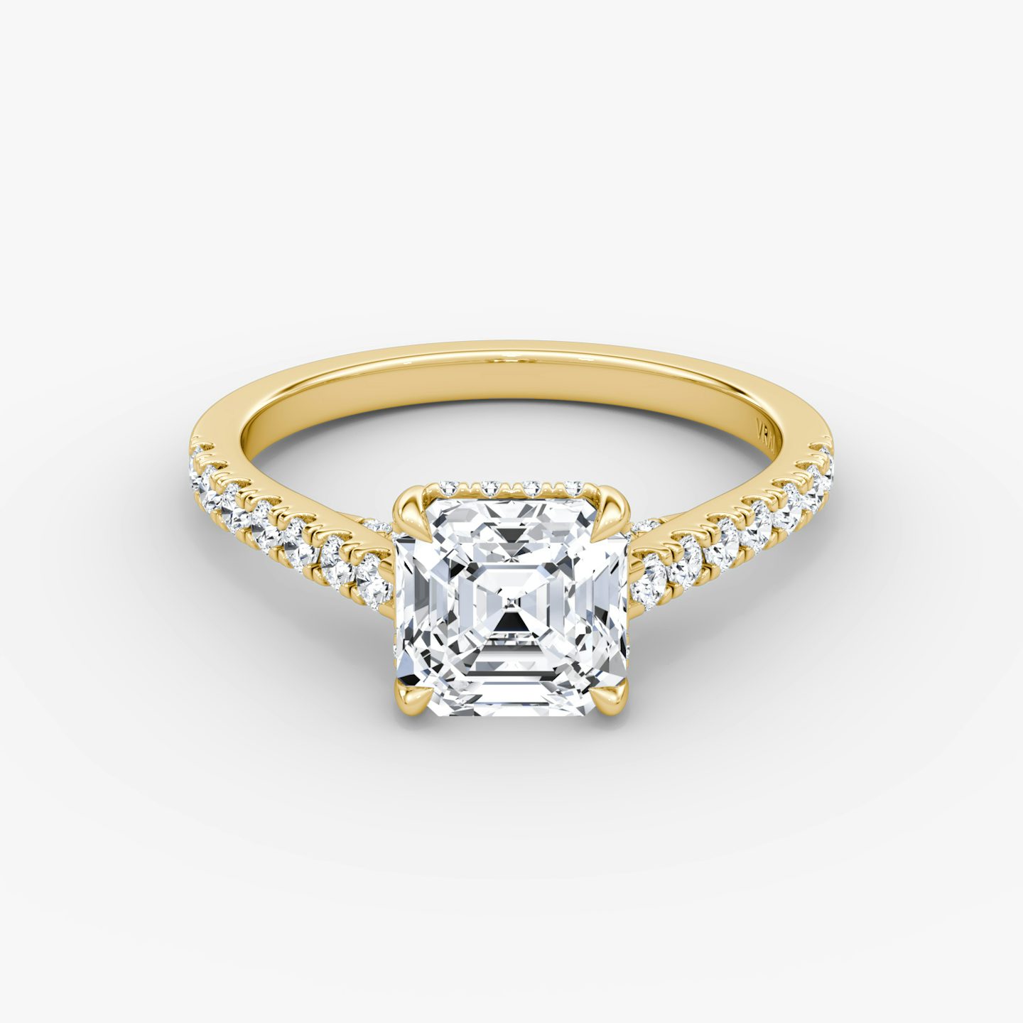 Pavé Bridge | Asscher | 18k | Gelbgold | bandAccent: Mit Pavé-Besatz | diamondOrientation: vertical | caratWeight: other
