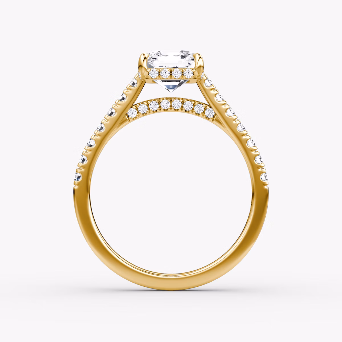 The Pavé Bridge | Asscher | 18k | Yellow Gold | bandAccent: Pavé | diamondOrientation: vertical | caratWeight: other