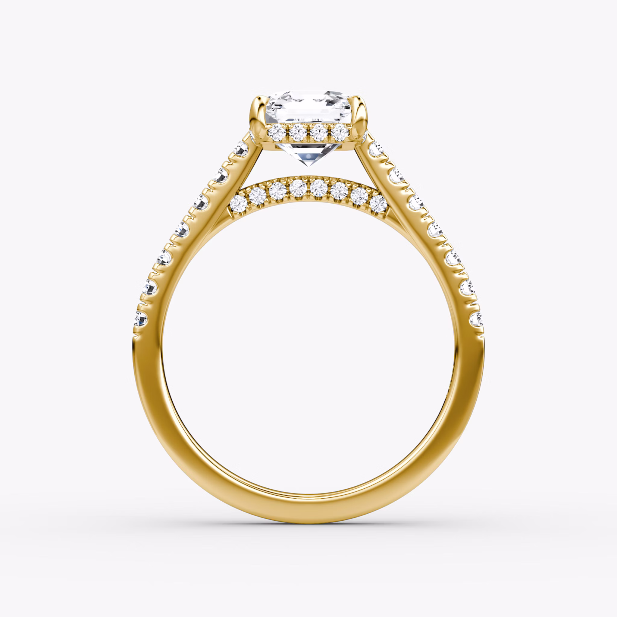 The Pavé Bridge | Asscher | 18k | Yellow Gold | bandAccent: Pavé | diamondOrientation: vertical | caratWeight: other