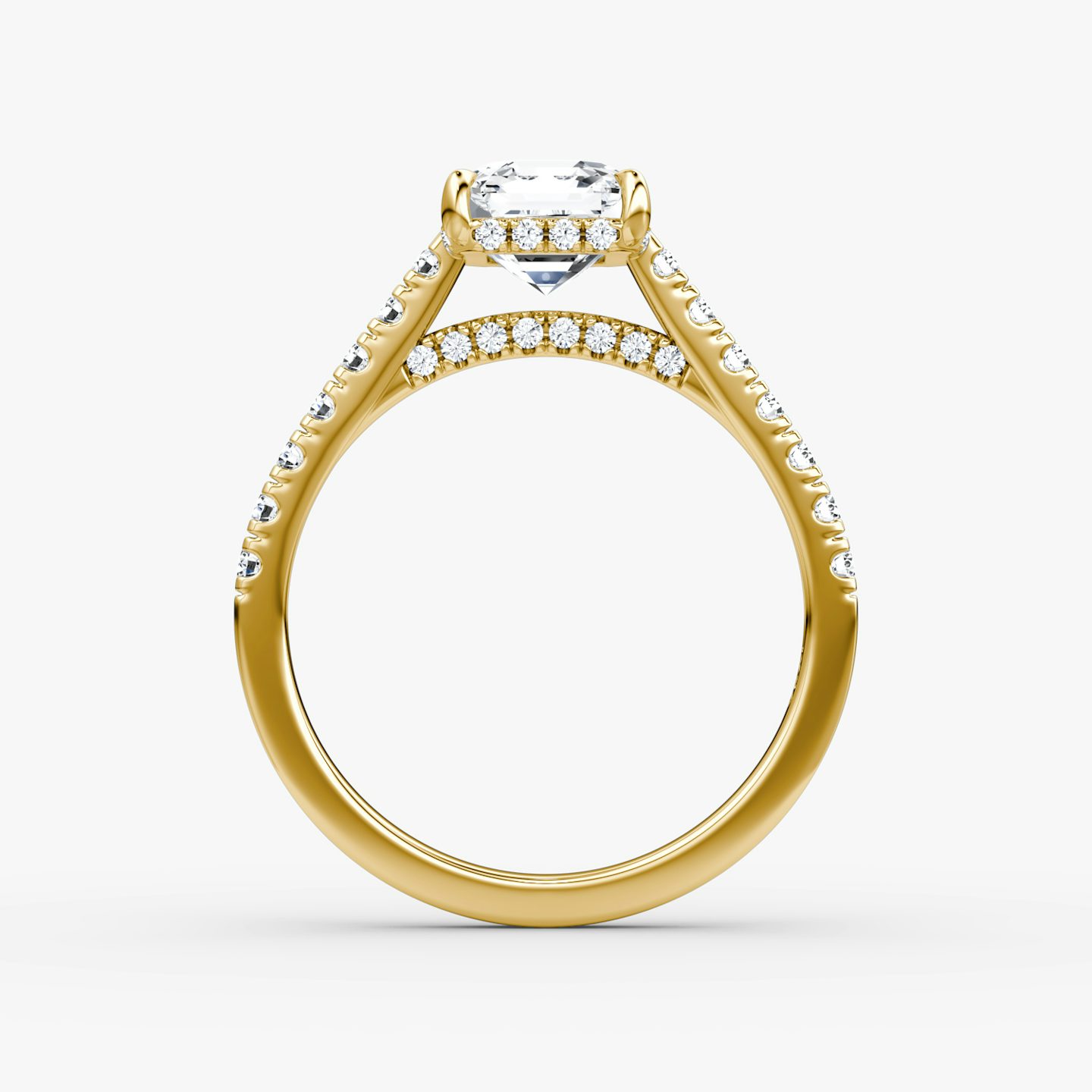 Pavé Bridge | Asscher | 18k | Gelbgold | bandAccent: Mit Pavé-Besatz | diamondOrientation: vertical | caratWeight: other