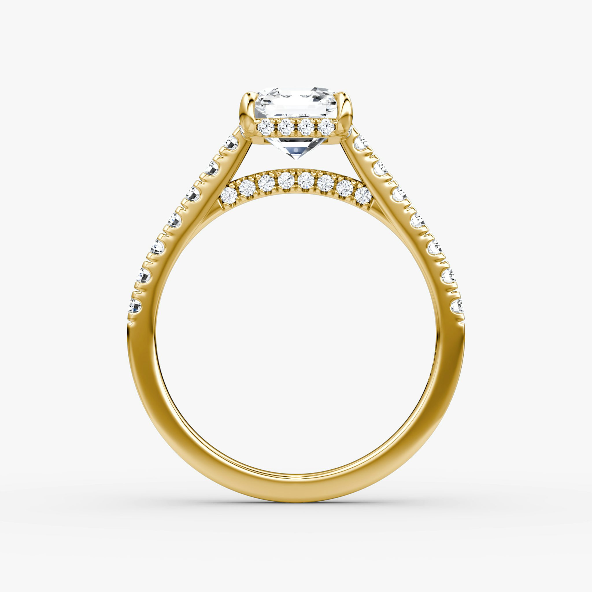 The Pavé Bridge | Asscher | 18k | Yellow Gold | bandAccent: Pavé | diamondOrientation: vertical | caratWeight: other