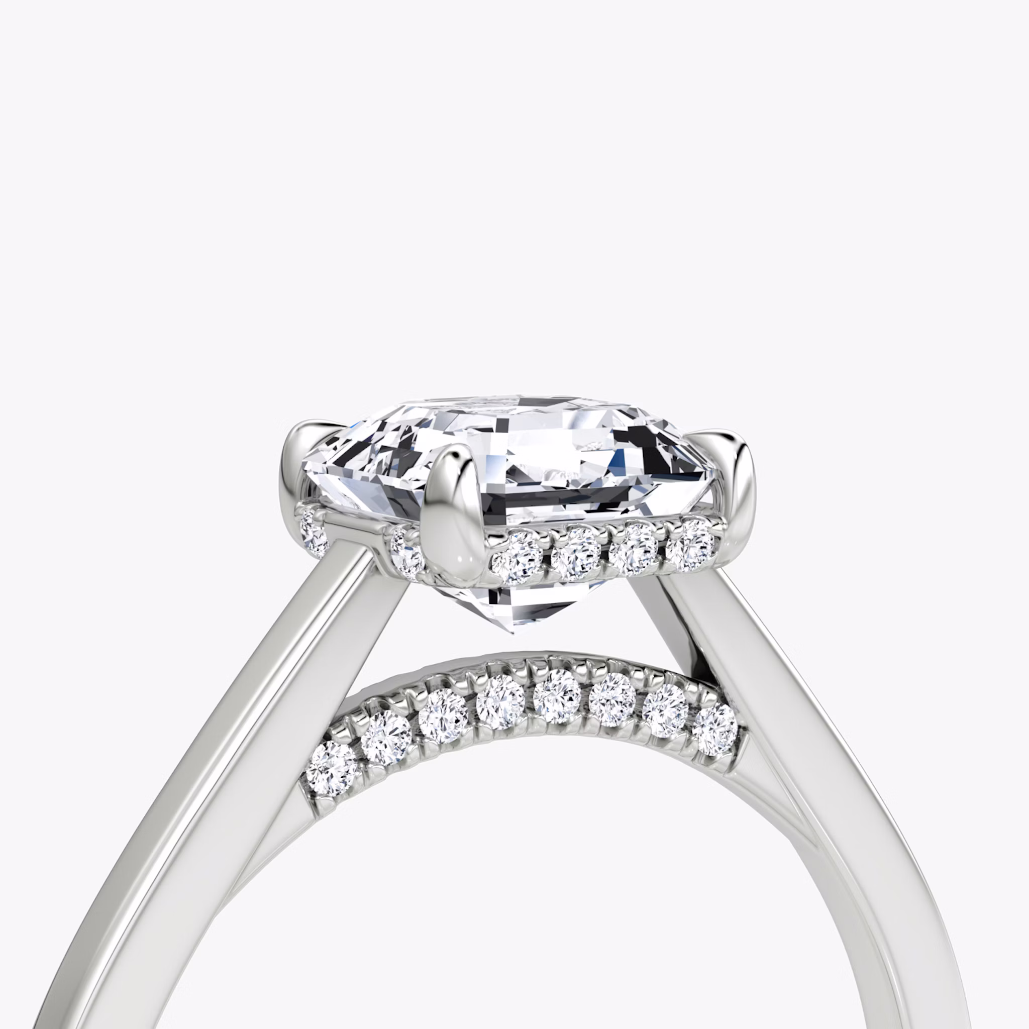 The Pavé Bridge | Asscher | Platinum | bandAccent: Plain | diamondOrientation: vertical | caratWeight: other