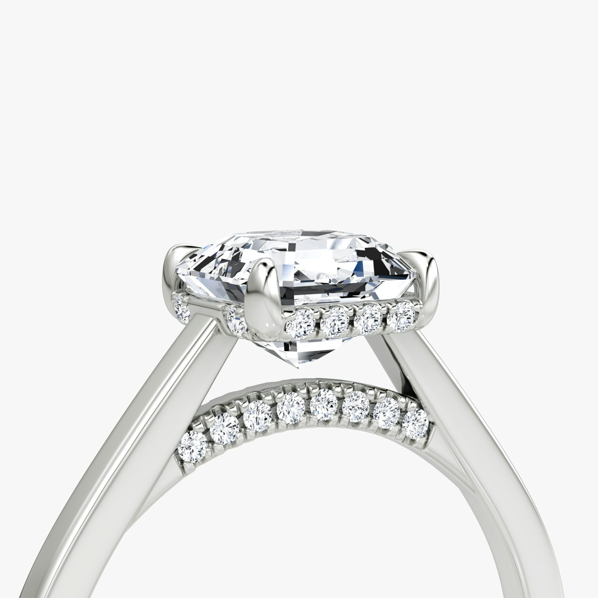 The Pavé Bridge | Asscher | Platinum | bandAccent: Plain | diamondOrientation: vertical | caratWeight: other