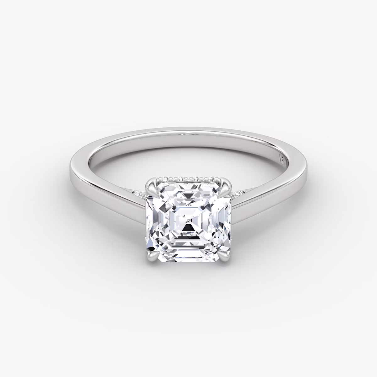 The Pavé Bridge | Asscher | 18k | White Gold | bandAccent: Plain | diamondOrientation: vertical | caratWeight: other