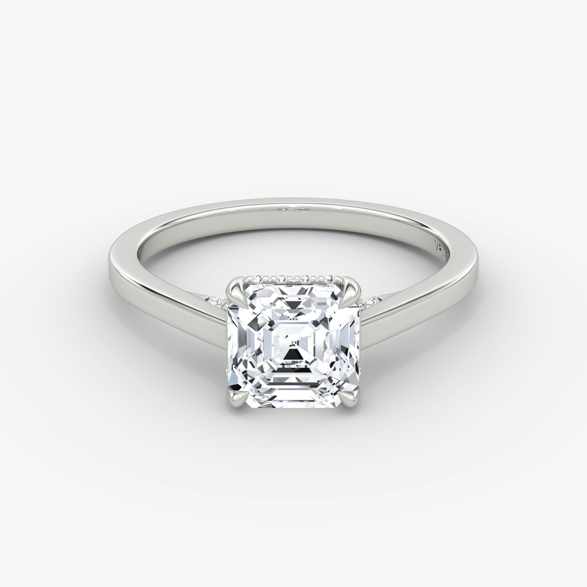 The Pavé Bridge | Asscher | Platinum | bandAccent: Plain | diamondOrientation: vertical | caratWeight: other