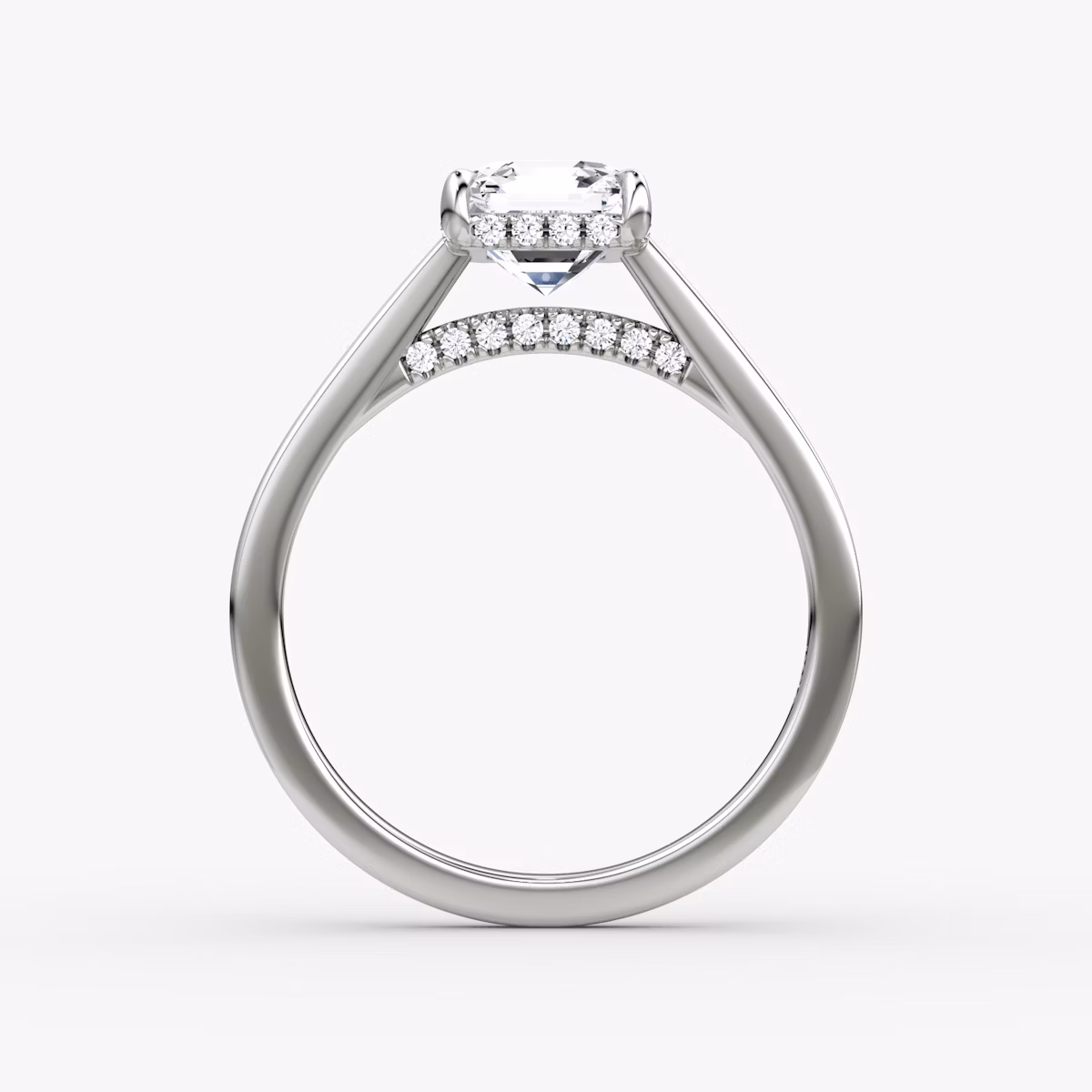 The Pavé Bridge | Asscher | 18k | White Gold | bandAccent: Plain | diamondOrientation: vertical | caratWeight: other