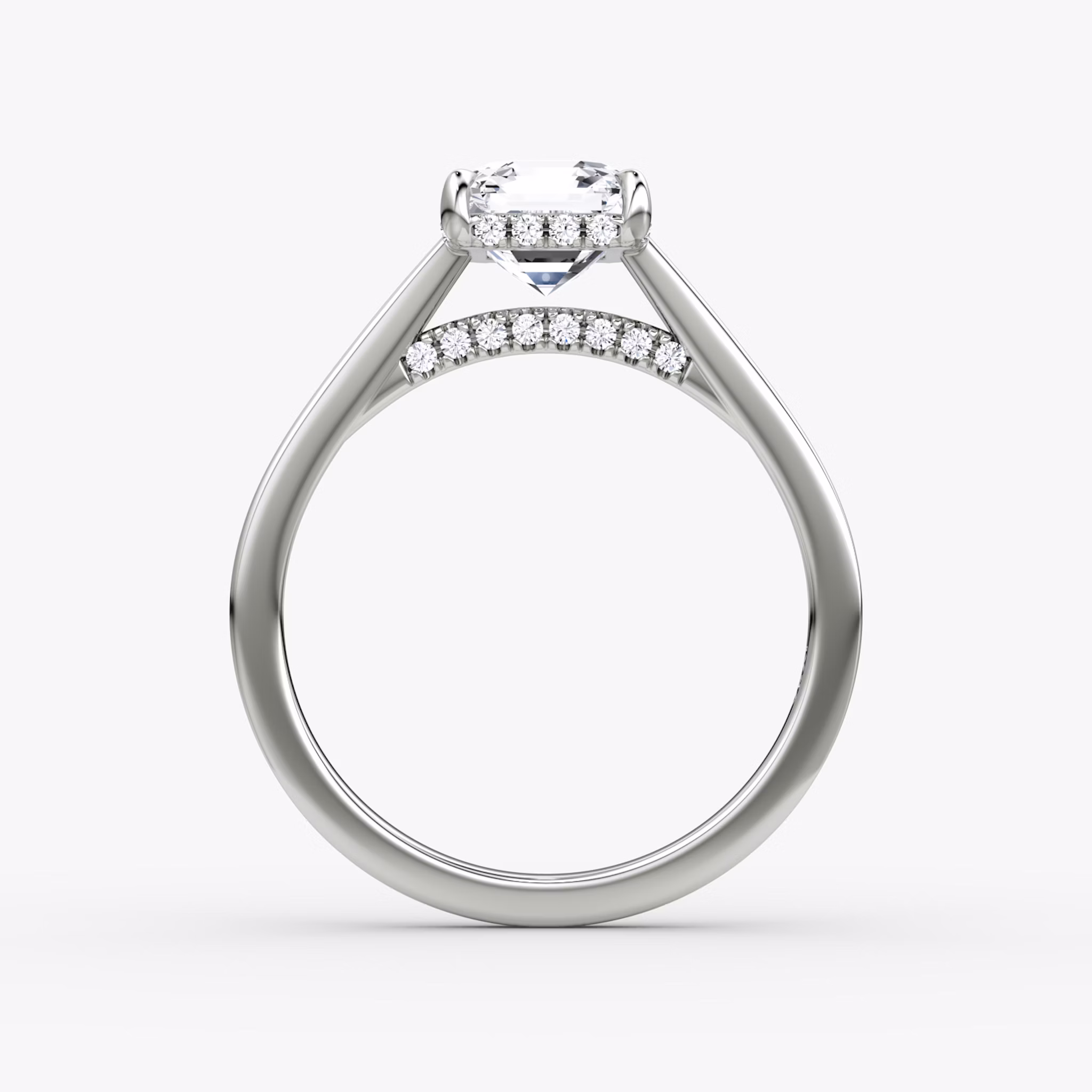 The Pavé Bridge | Asscher | Platinum | bandAccent: Plain | diamondOrientation: vertical | caratWeight: other