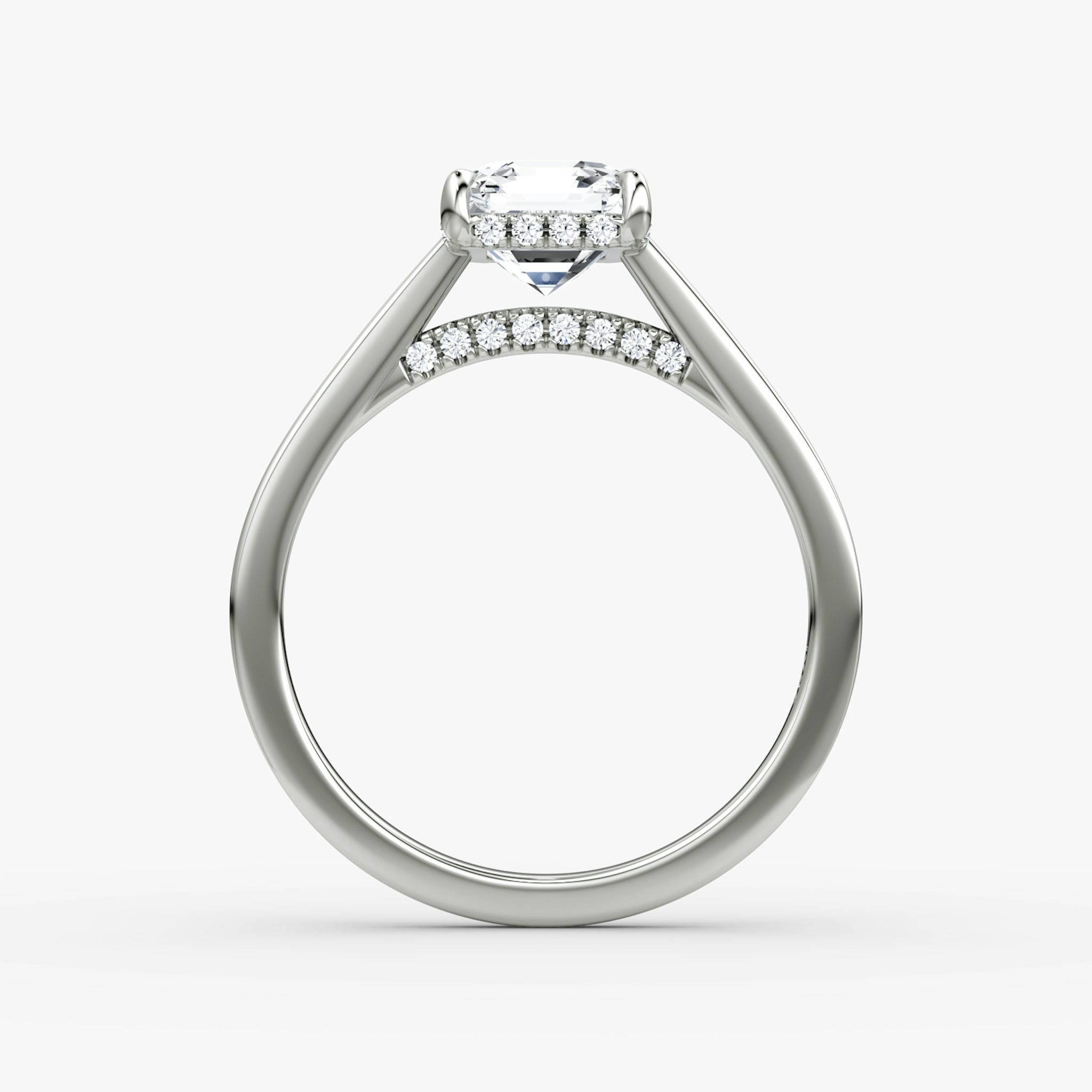 The Pavé Bridge | Asscher | Platinum | bandAccent: Plain | diamondOrientation: vertical | caratWeight: other