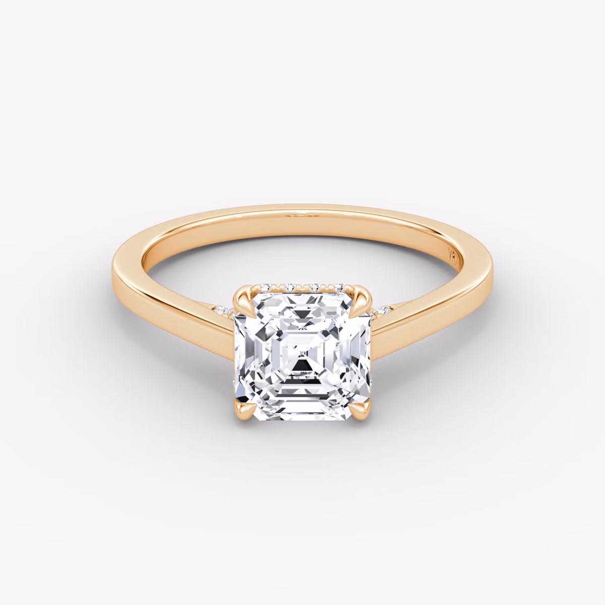 The Pavé Bridge | Asscher | 14k | Rose Gold | bandAccent: Plain | diamondOrientation: vertical | caratWeight: other