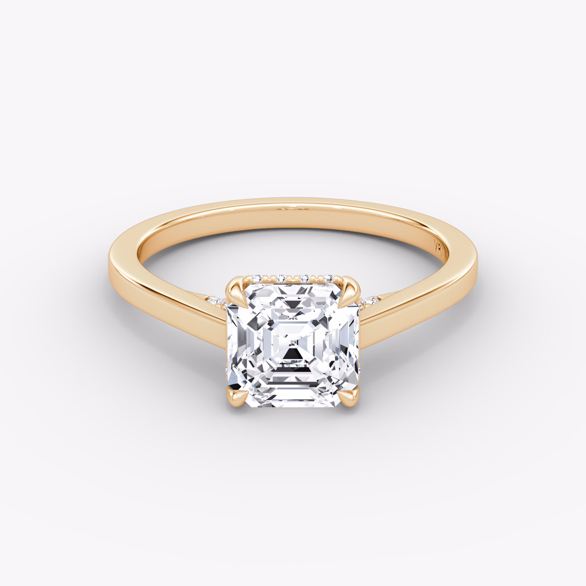 The Pavé Bridge | Asscher | 14k | Rose Gold | bandAccent: Plain | diamondOrientation: vertical | caratWeight: other