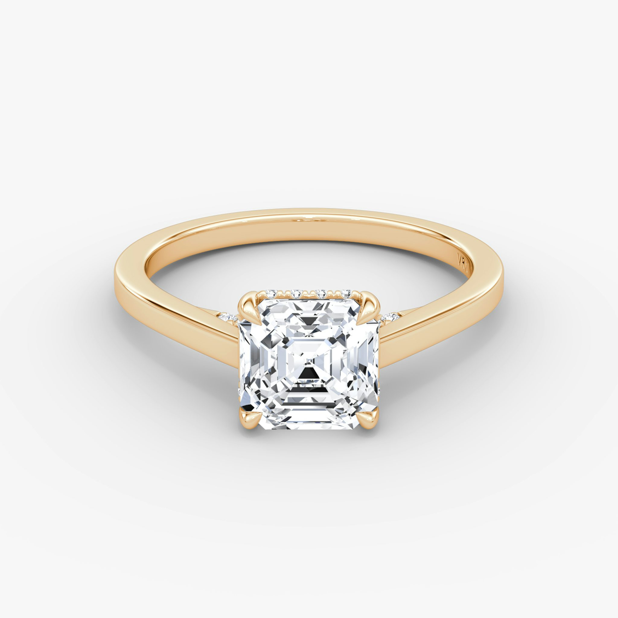 The Pavé Bridge | Asscher | 14k | Rose Gold | bandAccent: Plain | diamondOrientation: vertical | caratWeight: other