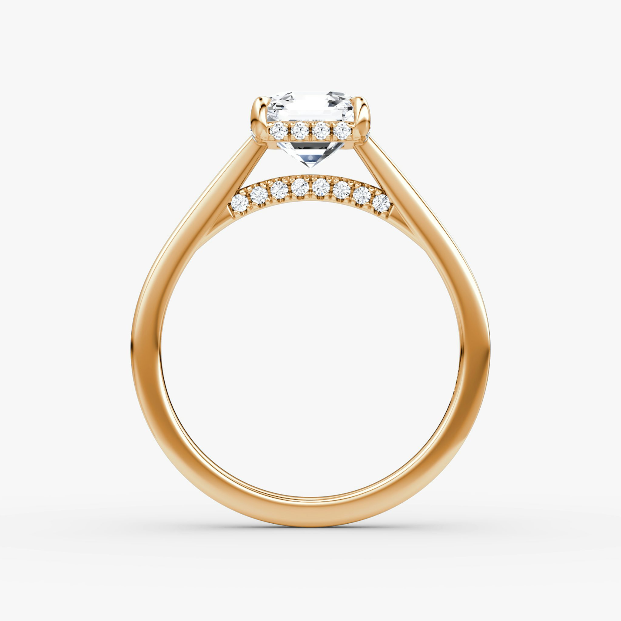 The Pavé Bridge | Asscher | 14k | Rose Gold | bandAccent: Plain | diamondOrientation: vertical | caratWeight: other