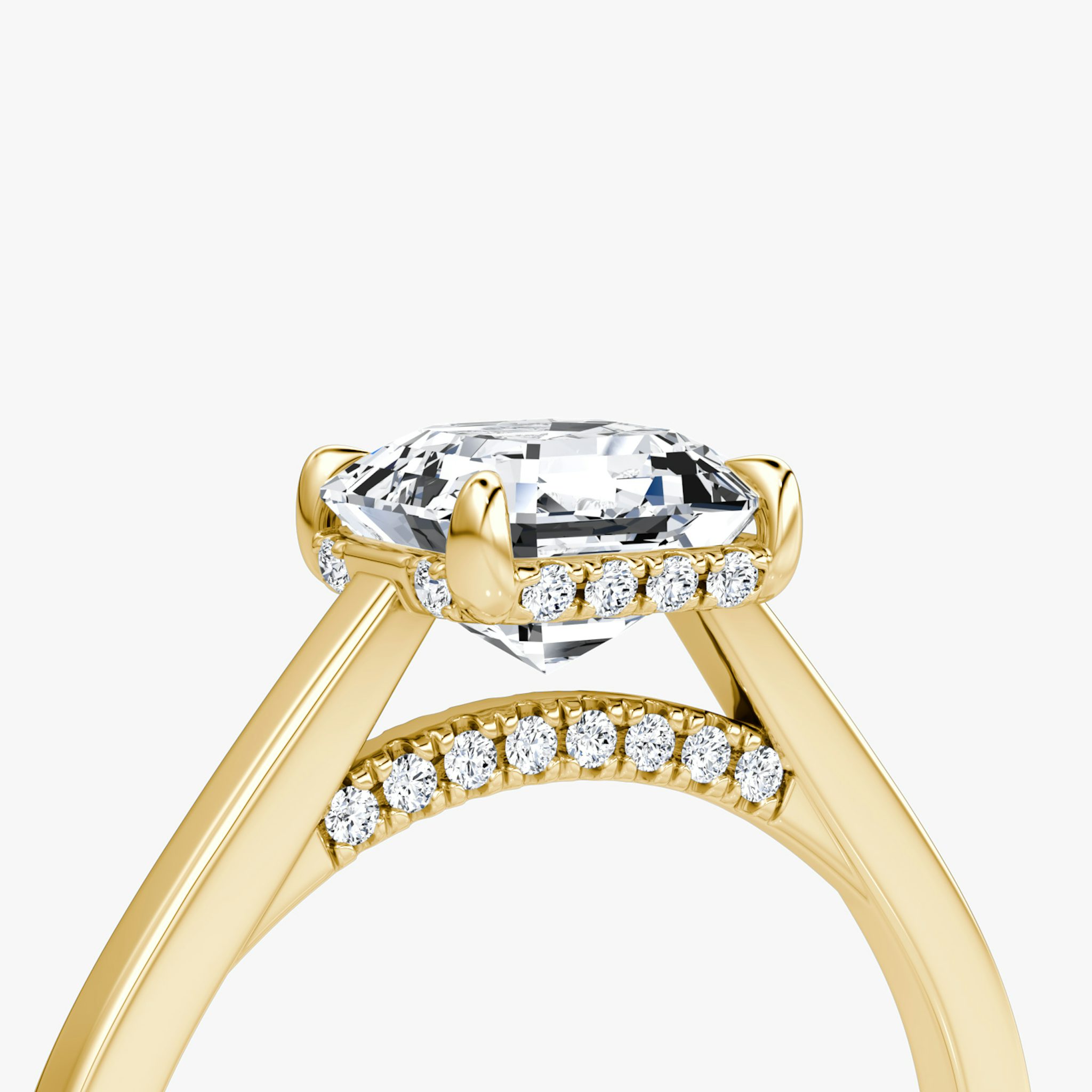 The Pavé Bridge | Asscher | 18k | Yellow Gold | bandAccent: Plain | diamondOrientation: vertical | caratWeight: other