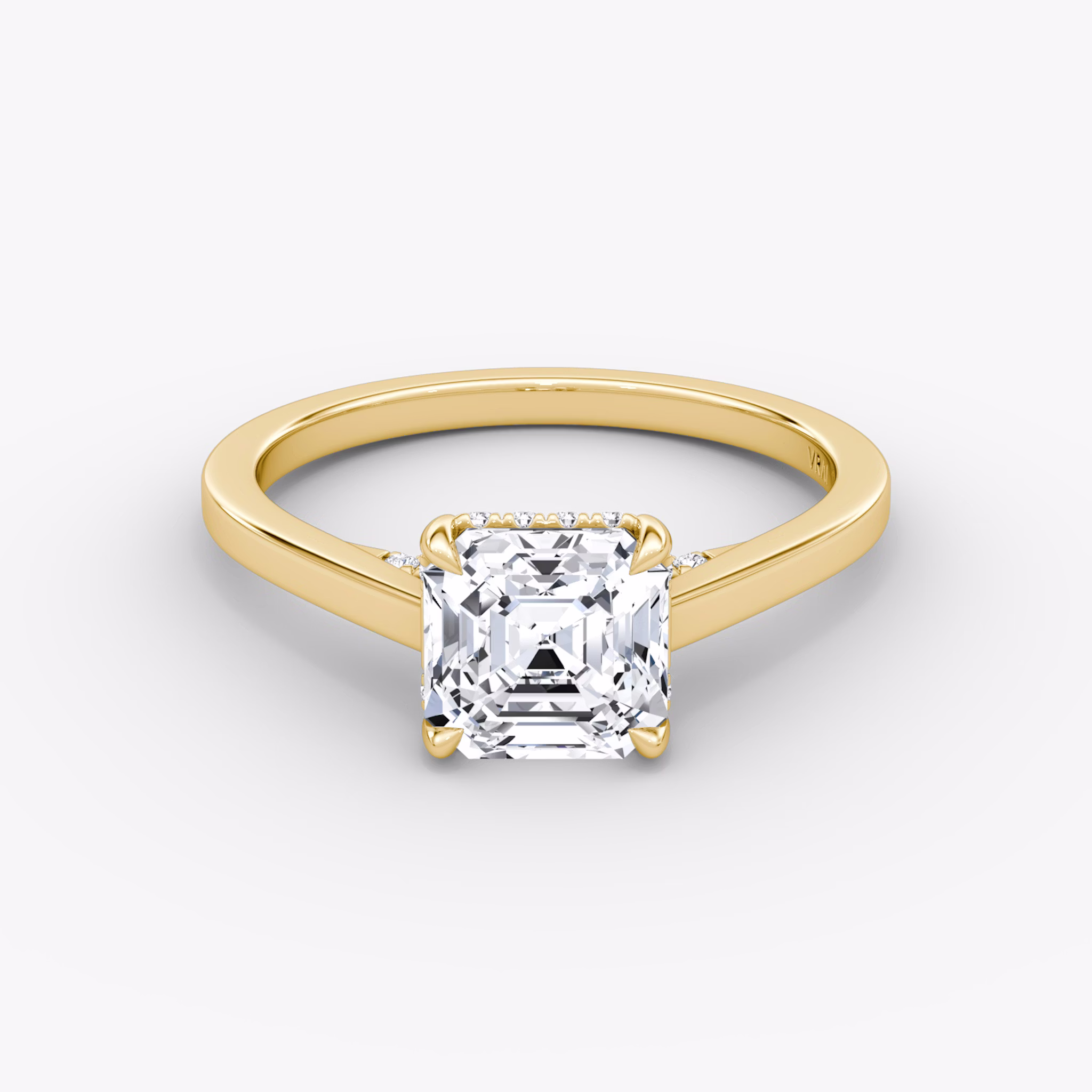The Pavé Bridge | Asscher | 18k | Yellow Gold | bandAccent: Plain | diamondOrientation: vertical | caratWeight: other
