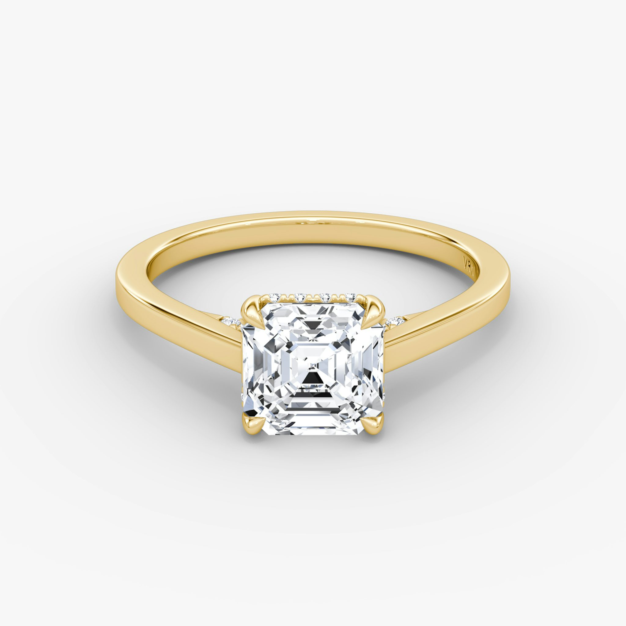 The Pavé Bridge | Asscher | 18k | Yellow Gold | bandAccent: Plain | diamondOrientation: vertical | caratWeight: other
