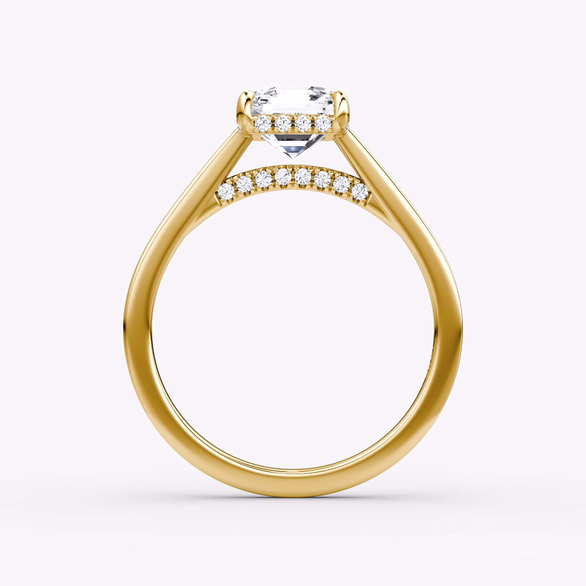 The Pavé Bridge | Asscher | 18k | Yellow Gold | bandAccent: Plain | diamondOrientation: vertical | caratWeight: other