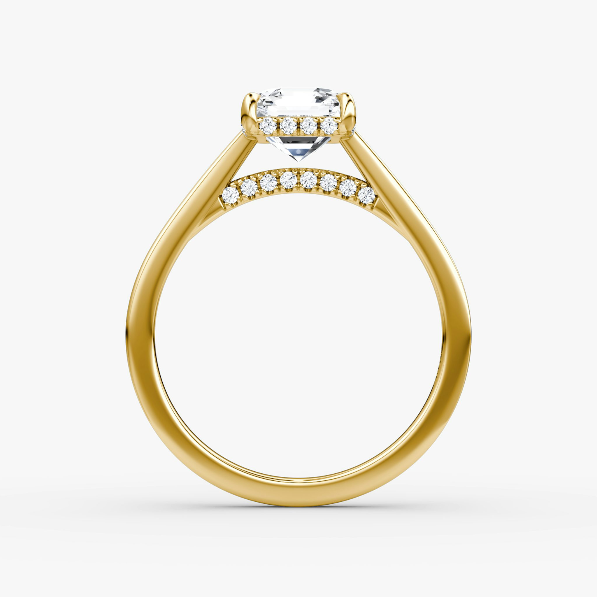 The Pavé Bridge | Asscher | 18k | Yellow Gold | bandAccent: Plain | diamondOrientation: vertical | caratWeight: other