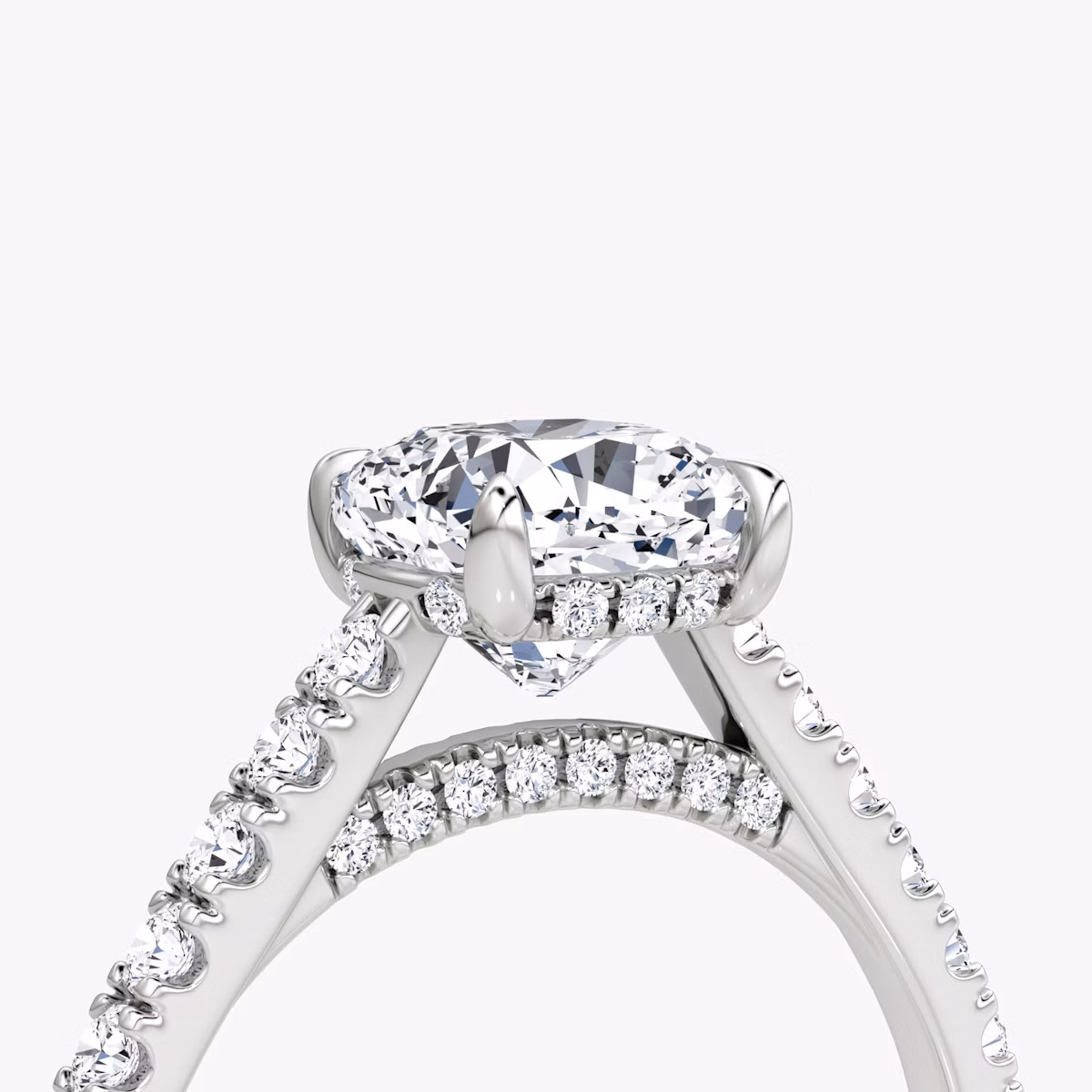 The Pavé Bridge | Cushion | Platinum | bandAccent: Pavé | diamondOrientation: vertical | caratWeight: other